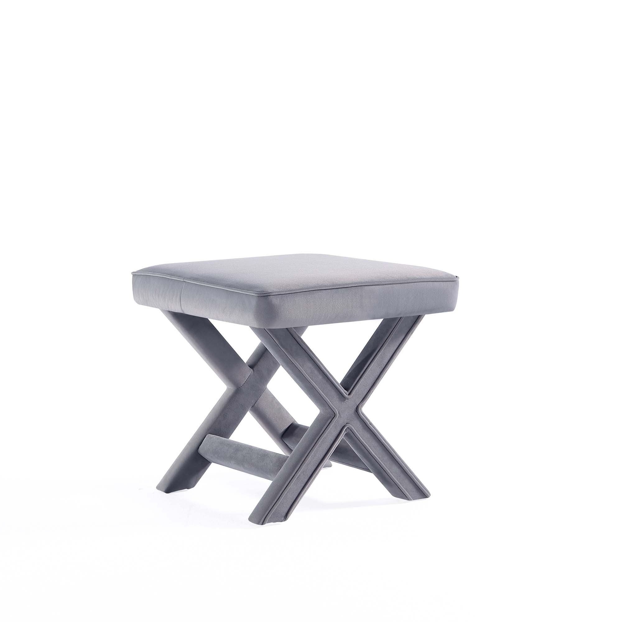 Abigail Mid-Century Modern Grey Velvet Bench