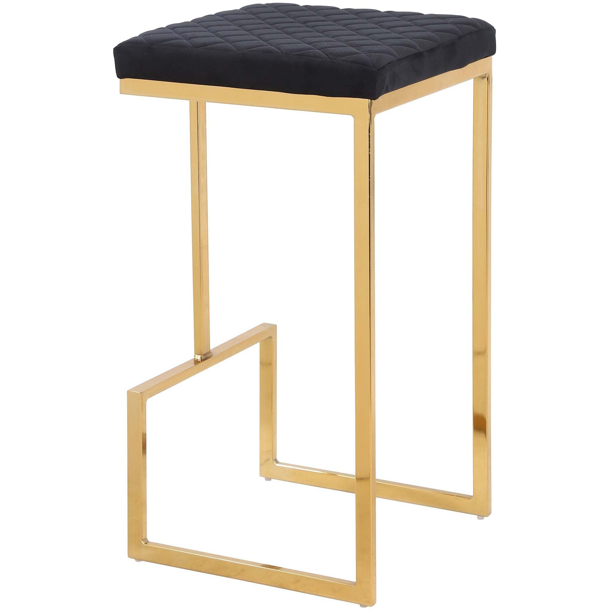 Joel Mid-Century Black Gold Velvet Upholstered Stool