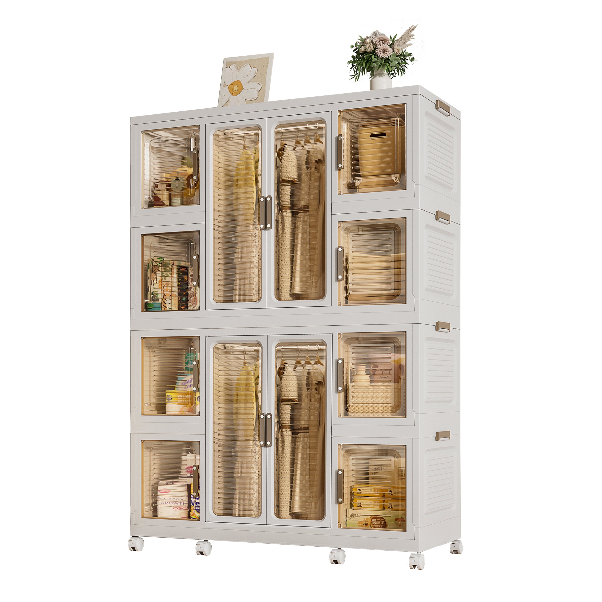 Portable Wardrobe Closet Organizer 12 Cubes Magnetic Doors