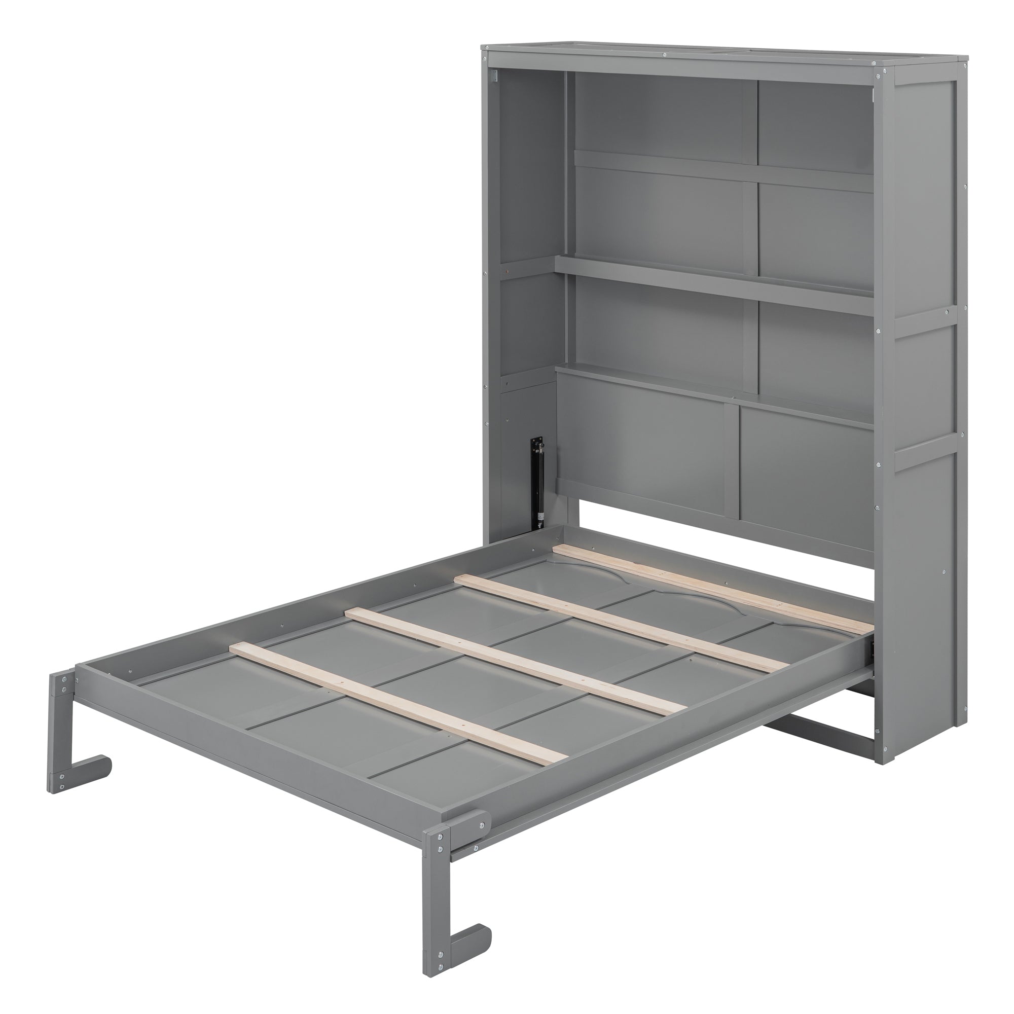 Stylish Full Size Murphy Wall Bed with Shelves - Space-Saving Design