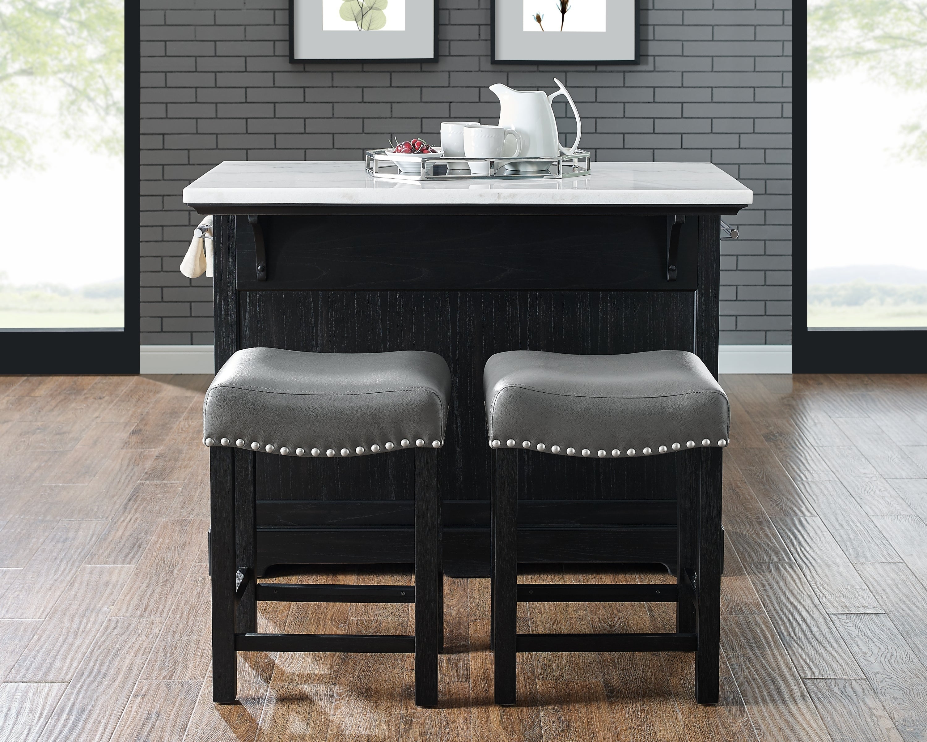 Aspen Dark Gray Counter Stools (Set of 2) - Modern Design