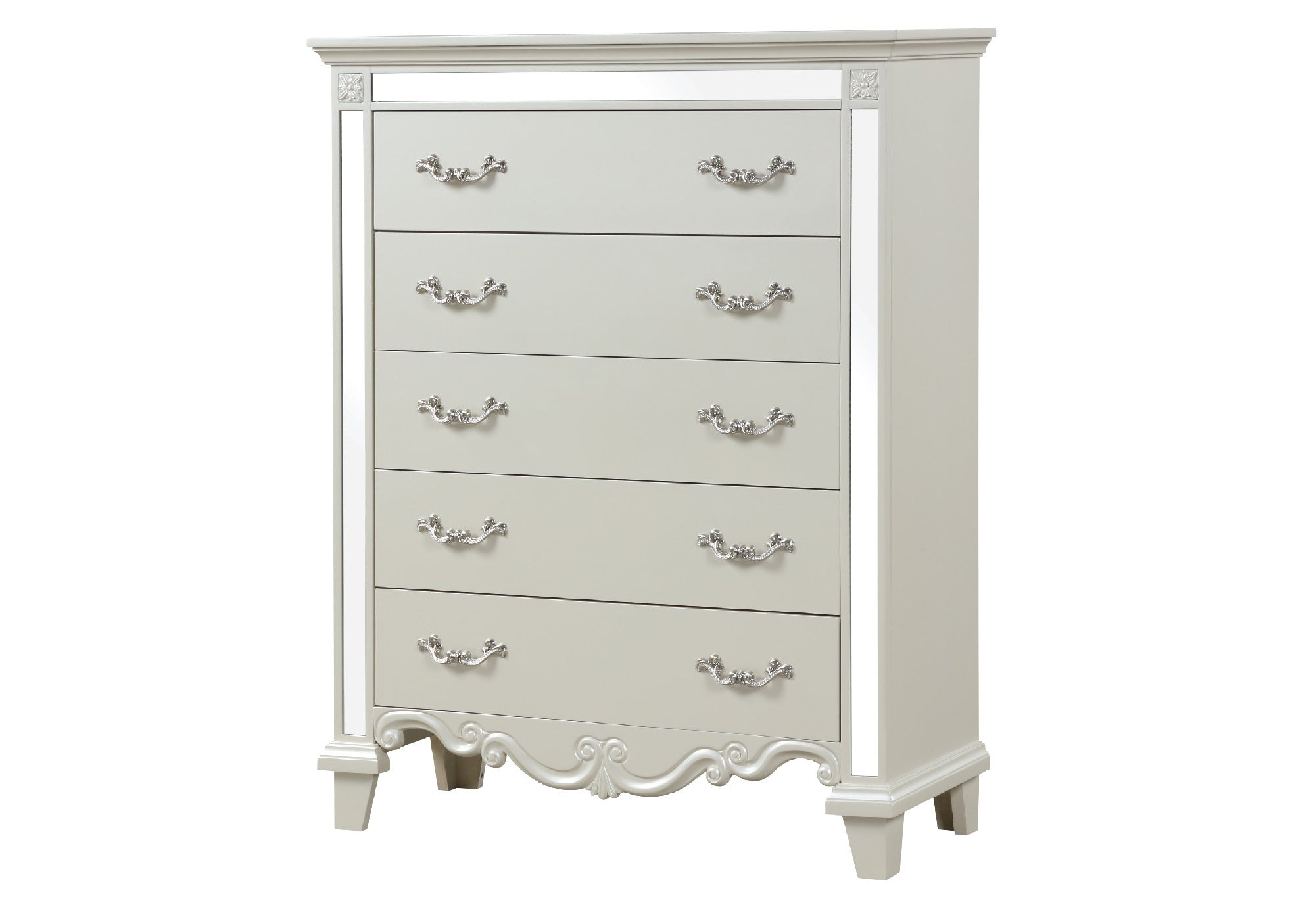 Milan Mirror Framed Chest: White Wood