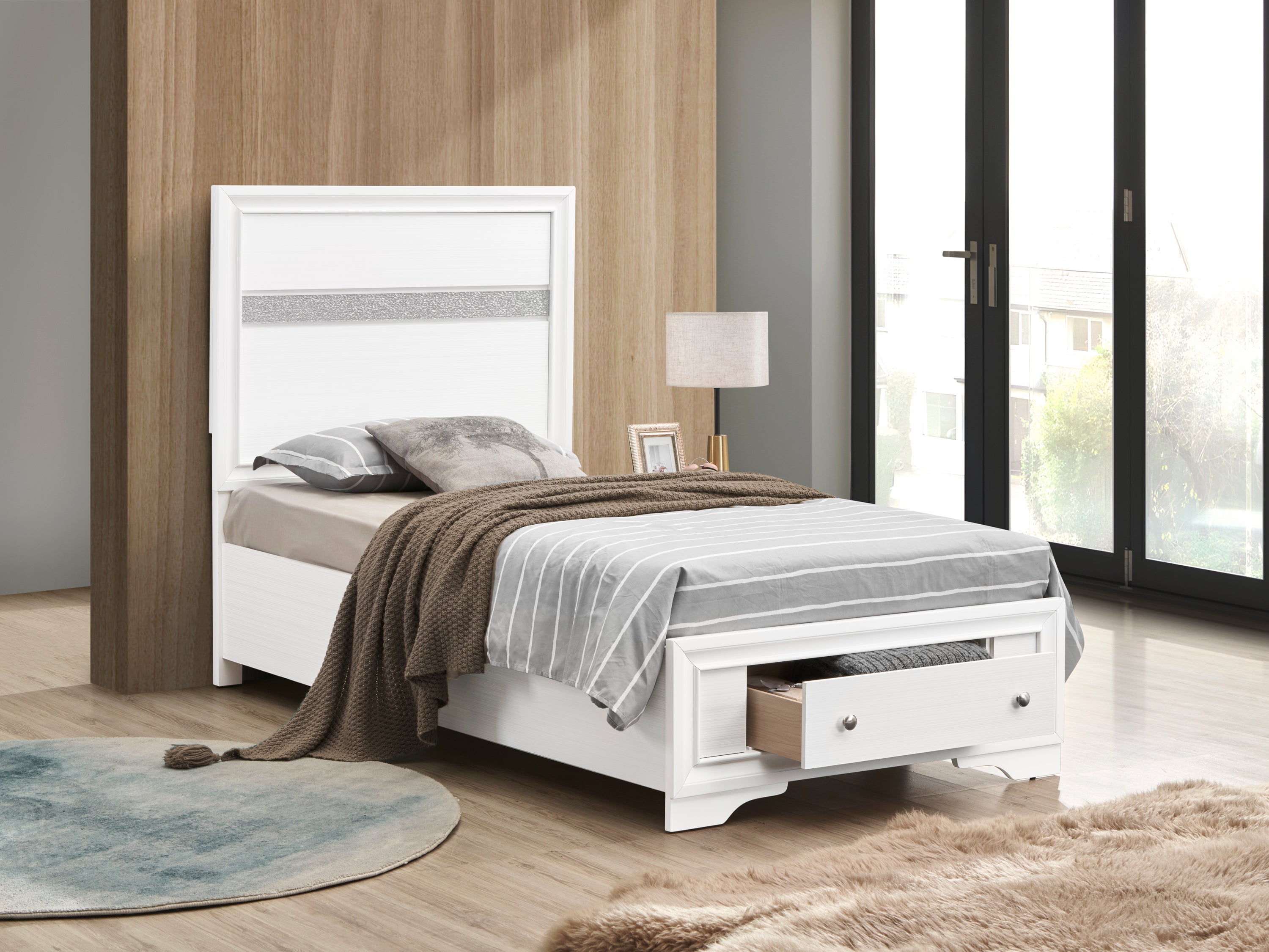 White Madrid Twin Bed – Modern & Elegant Design