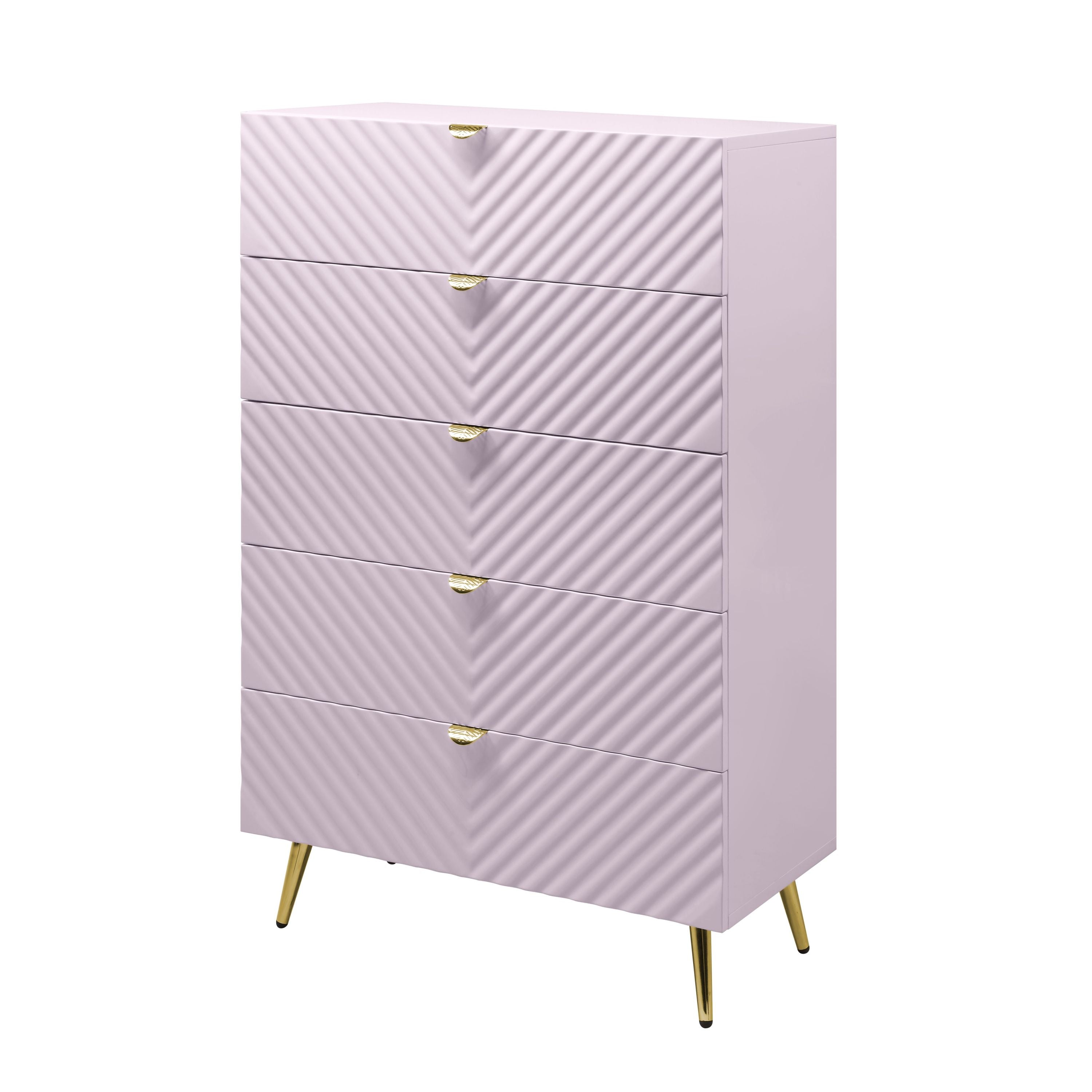 Gaines Pink High Gloss Finish Chest - Bedroom Storage