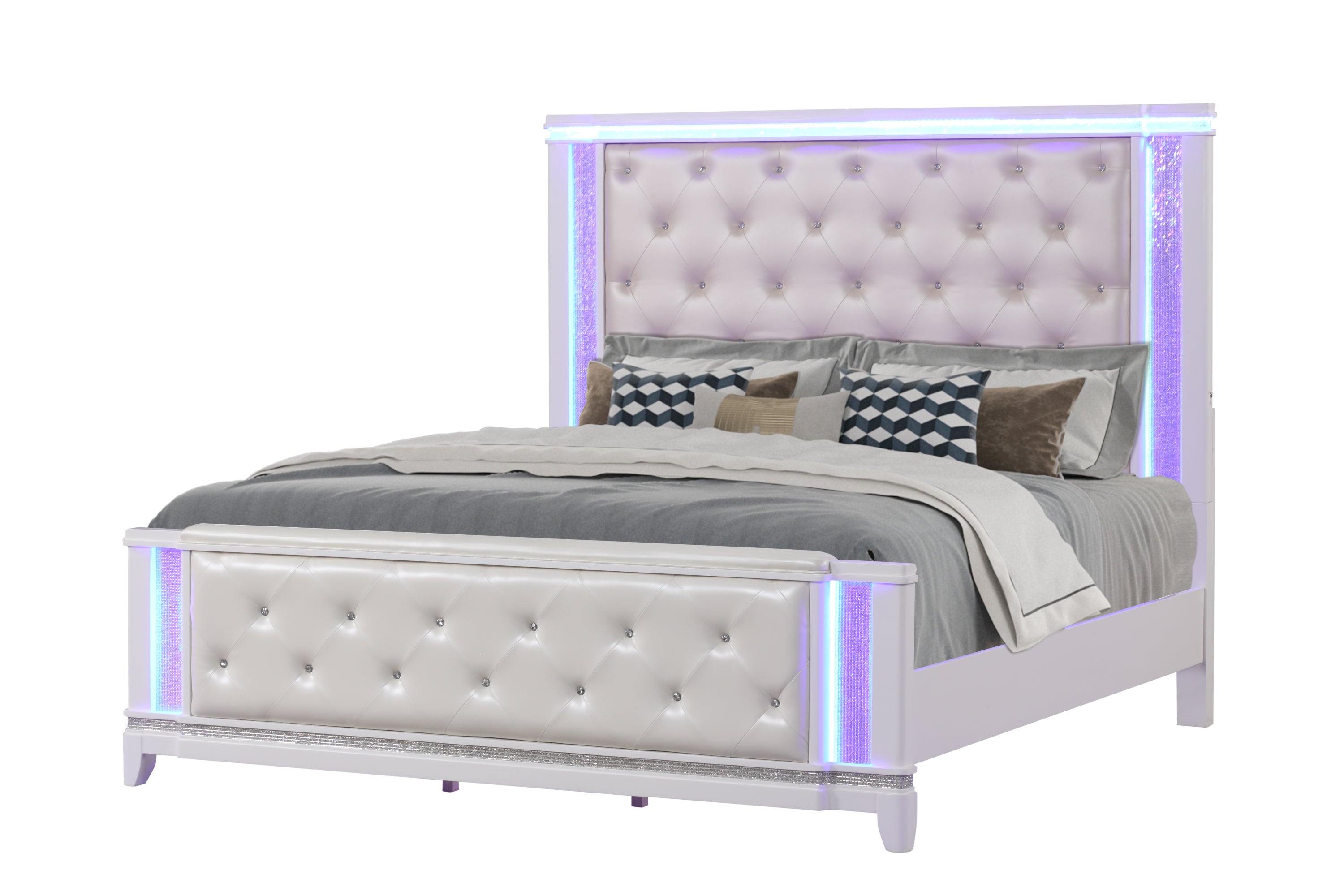 Opium King Bed - Milky White Finish | California Inventory Ready