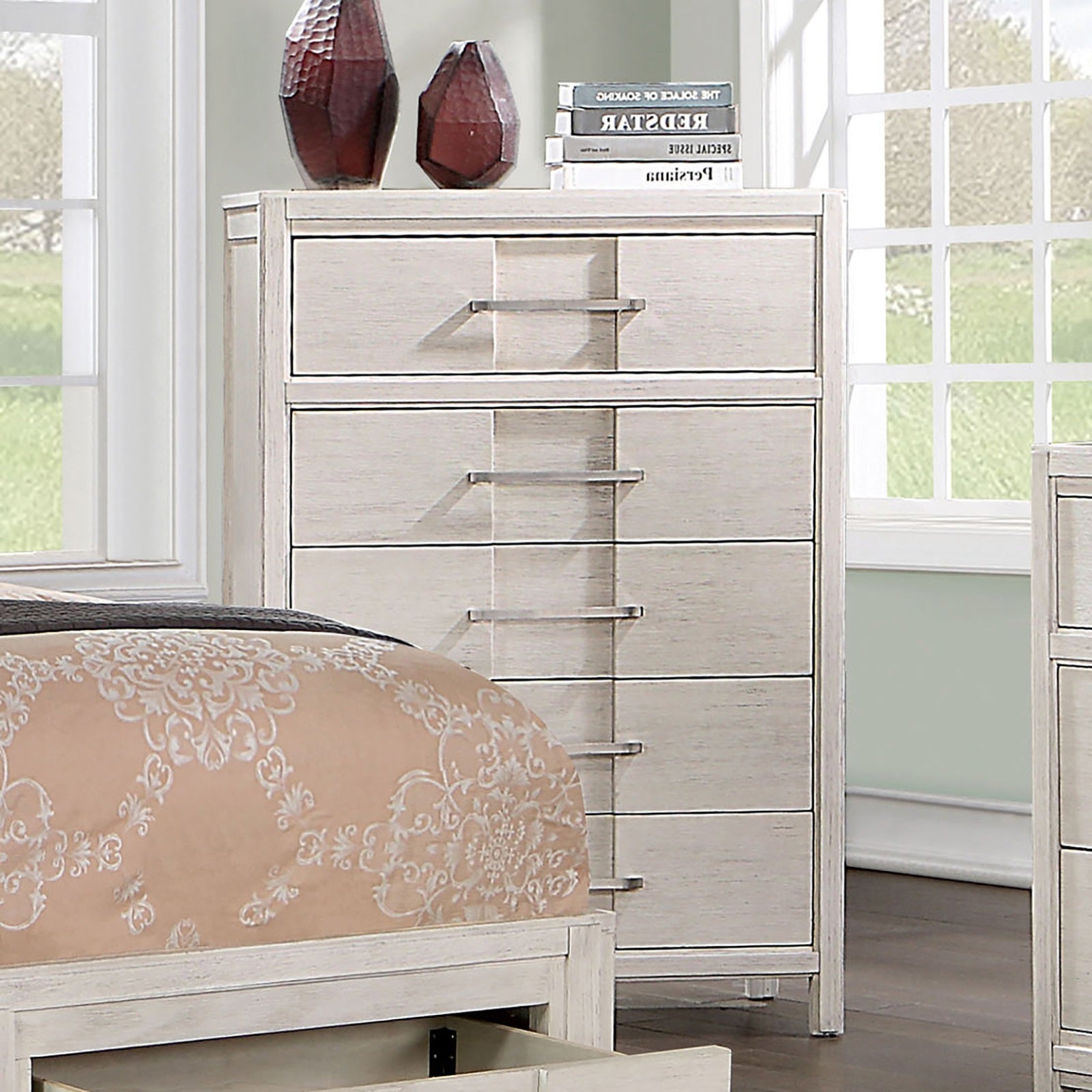 Transitional White 5-Drawer Chest: English Dovetail Design