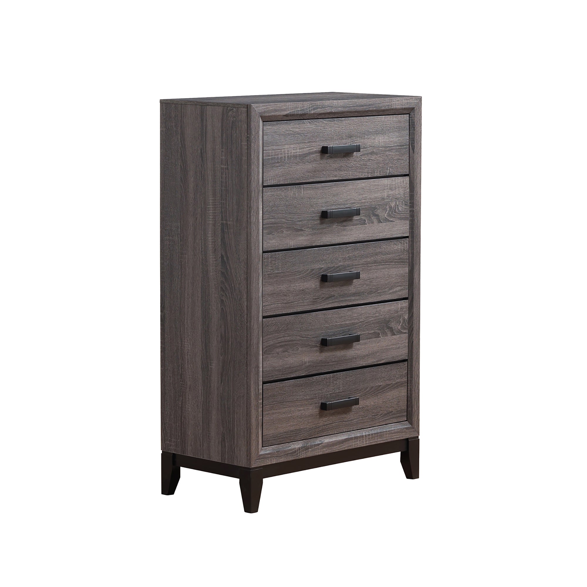 Contemporary Mirage Grey 5-Drawer Chest - Rubber Wood