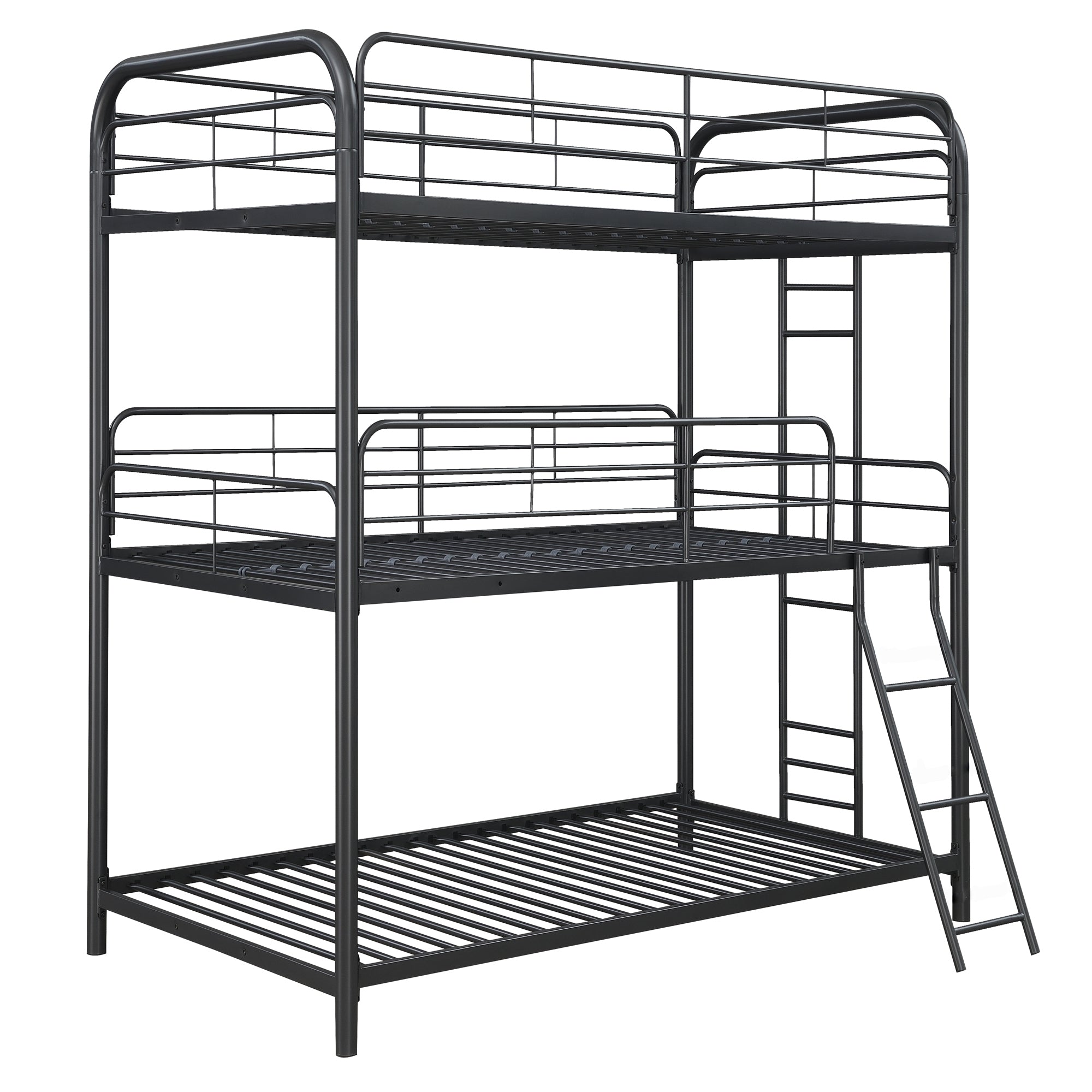 Modern Black Metal Triple Bunk Bed - Twin/Twin/Twin