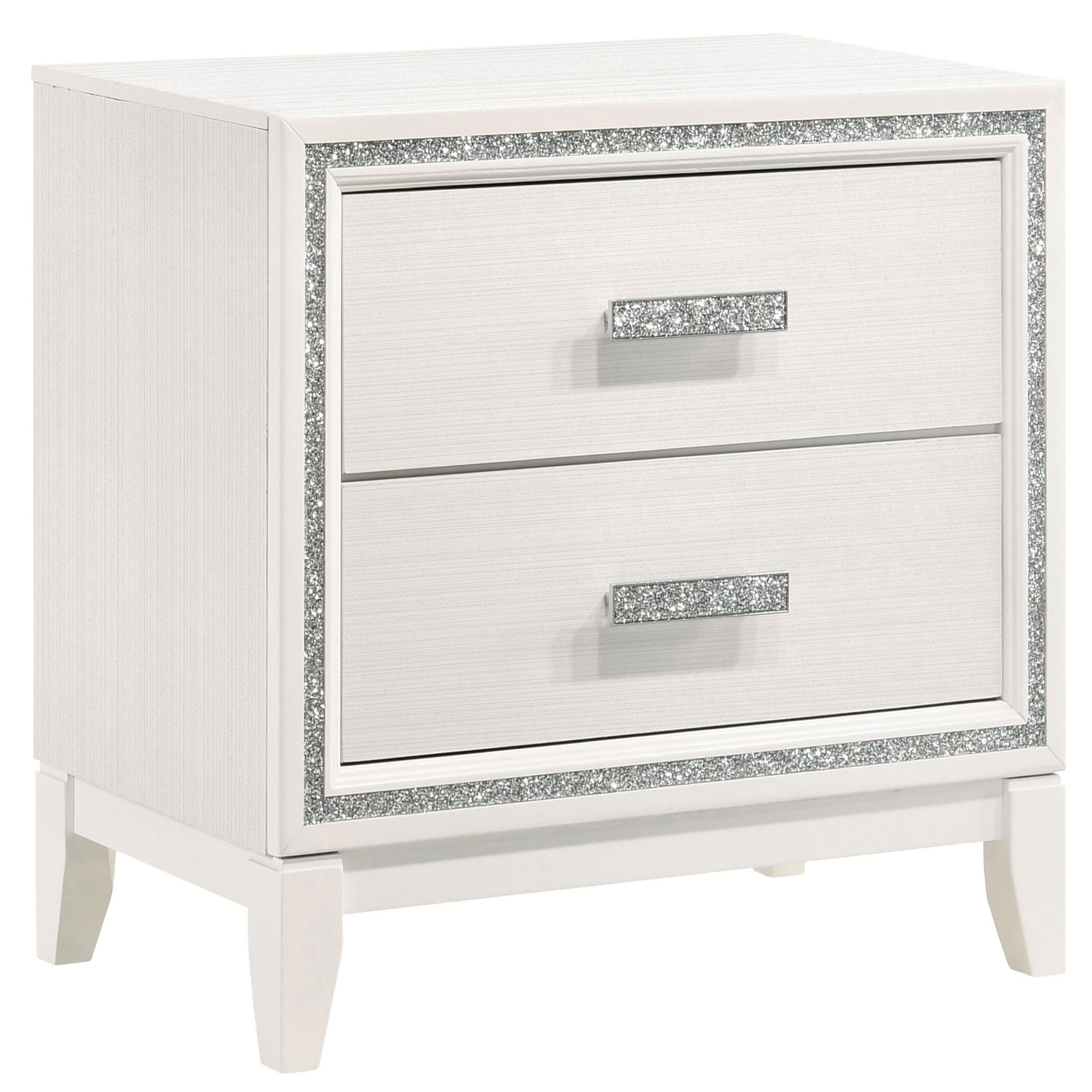White 2-Drawer Nightstand - Modern Bedside Table with Storage