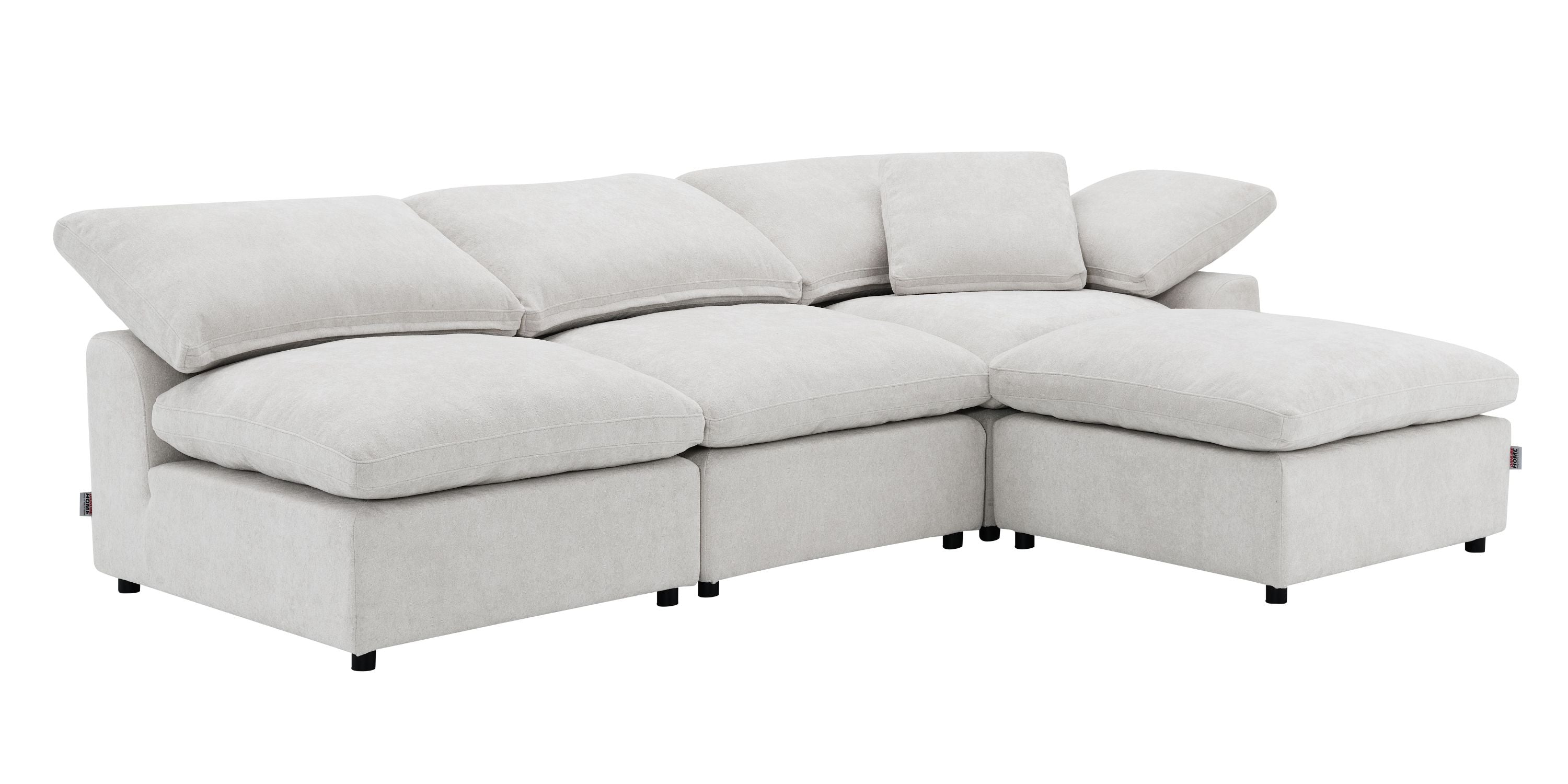 Modular Sectional Sofa: Naveen Ivory Linen 4-Pc w/Ottoman