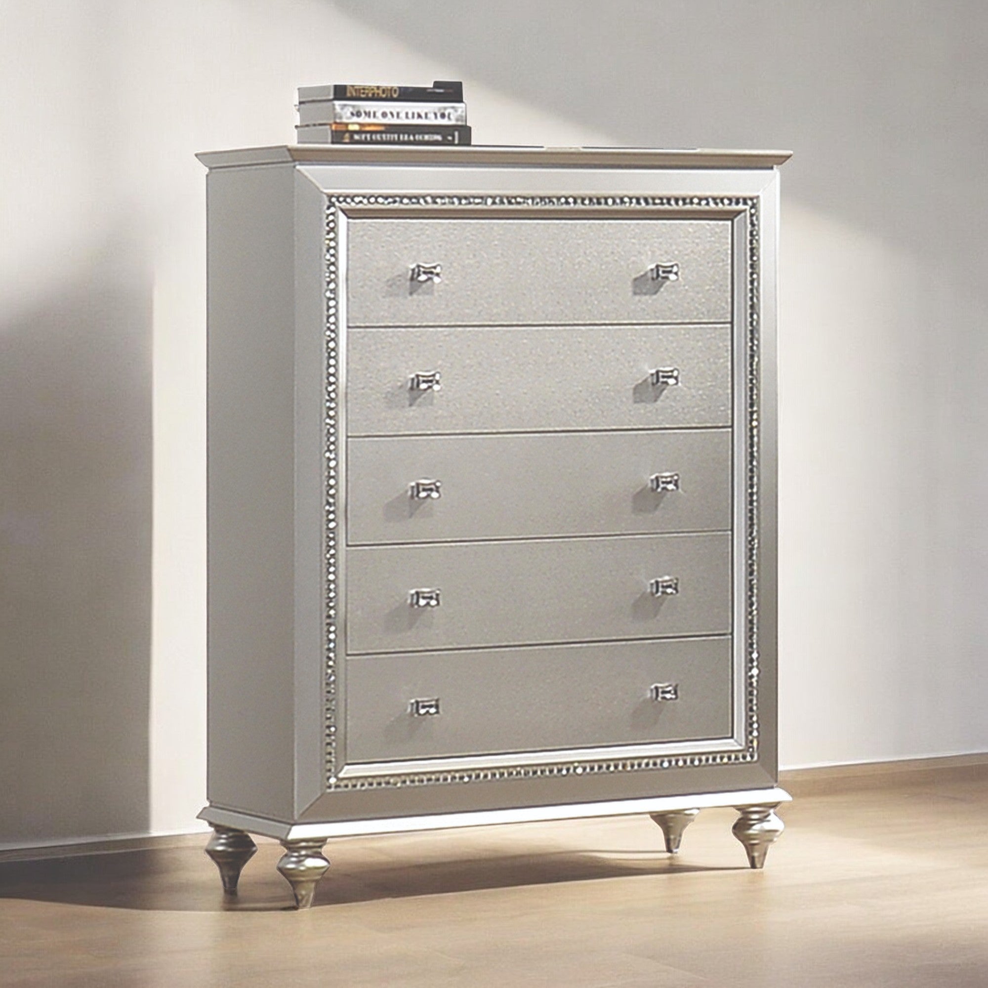 Kaitlyn Champagne Finish Chest | Elegant Bedroom Furniture