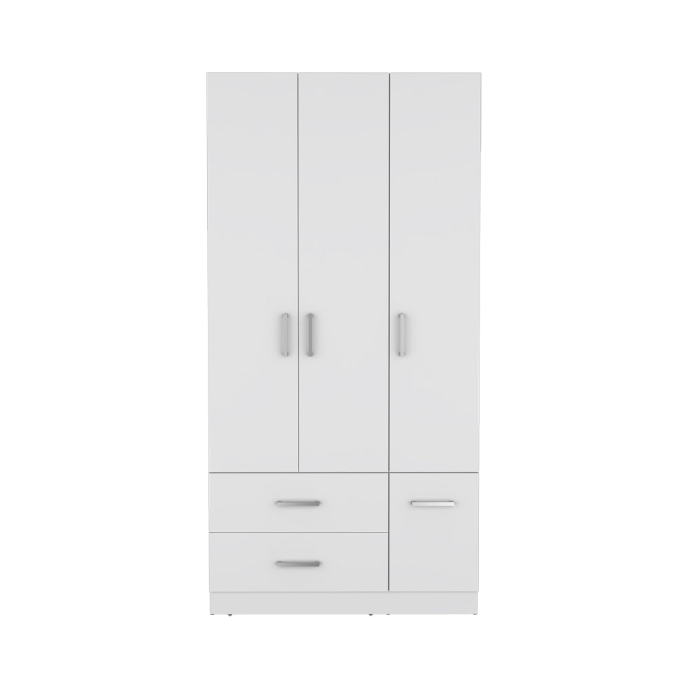 White Four Door Bedroom Armoire Crosby