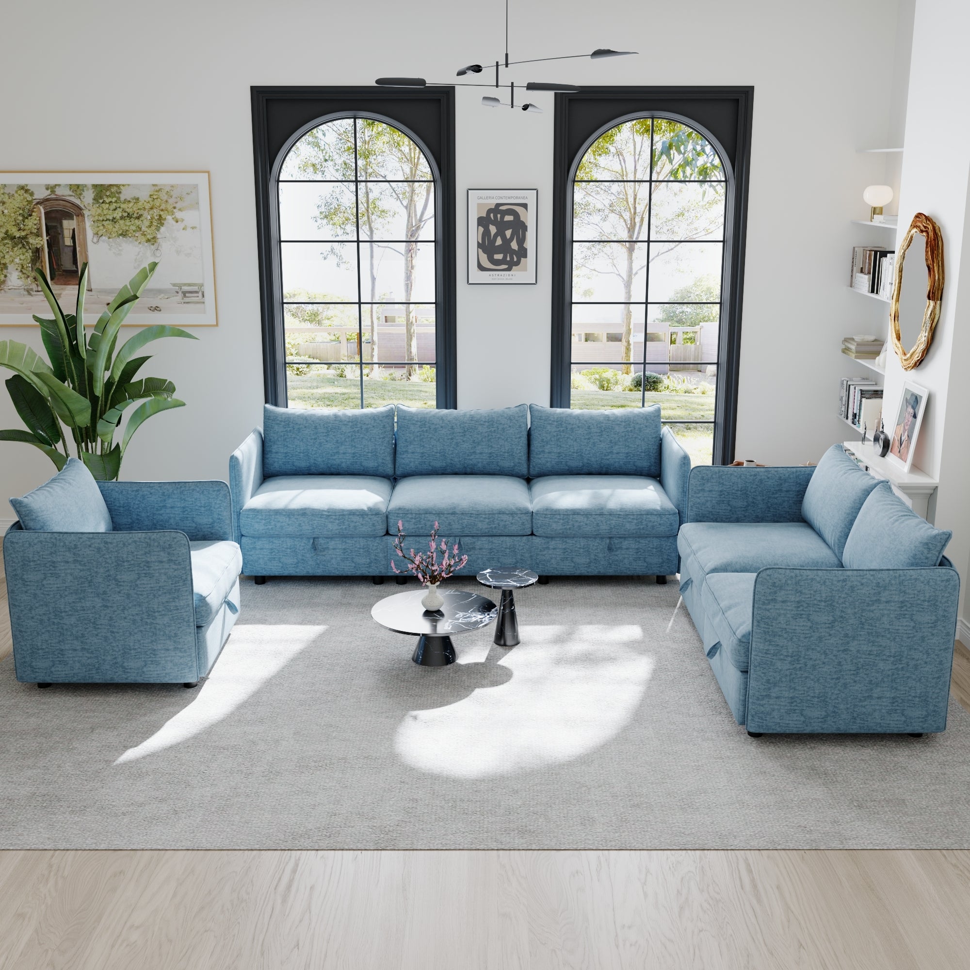 Modular Sectional Sofa Set: Convertible, Storage, Living Room