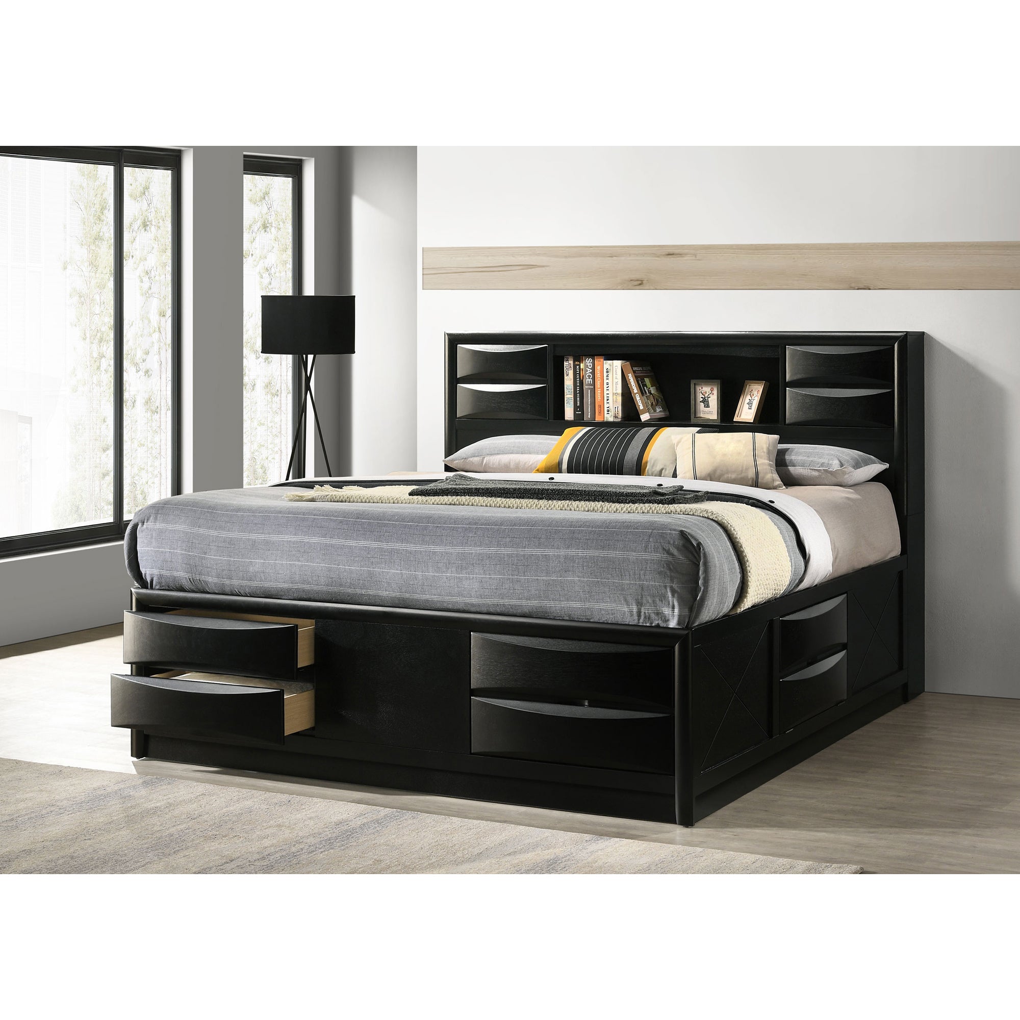 Jazz Black California King Storage Bed - Modern Design & Smart Storage Drawers