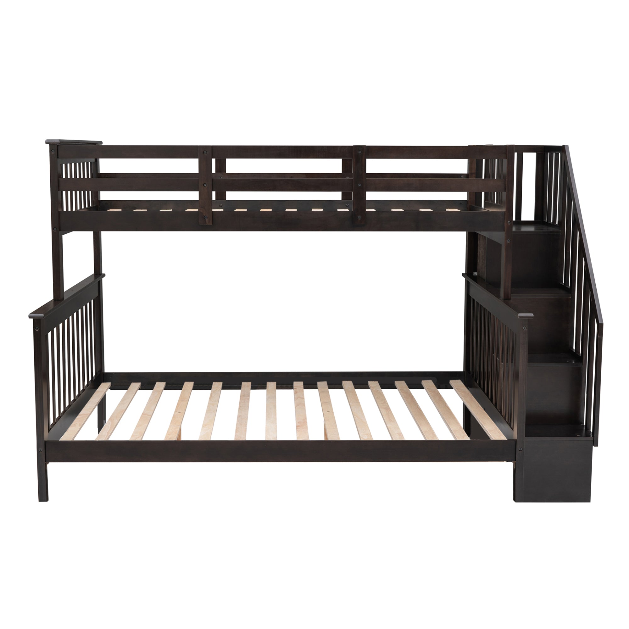 Aramintah Twin over Full Bunk Bed with Storage & Guard Rail - Espresso