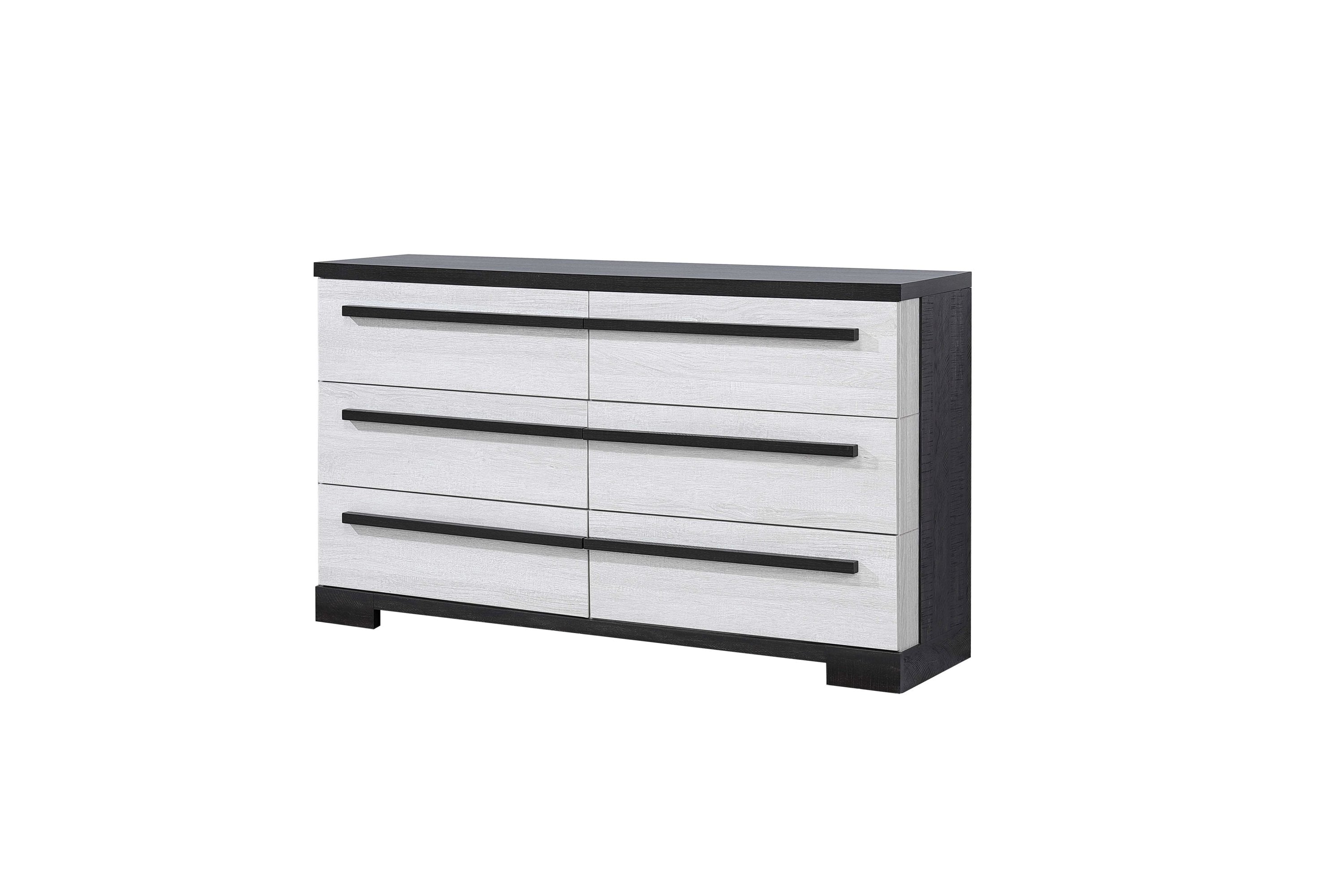 Cream Ebony 6-Drawer Dresser: Wooden Bedroom Storage