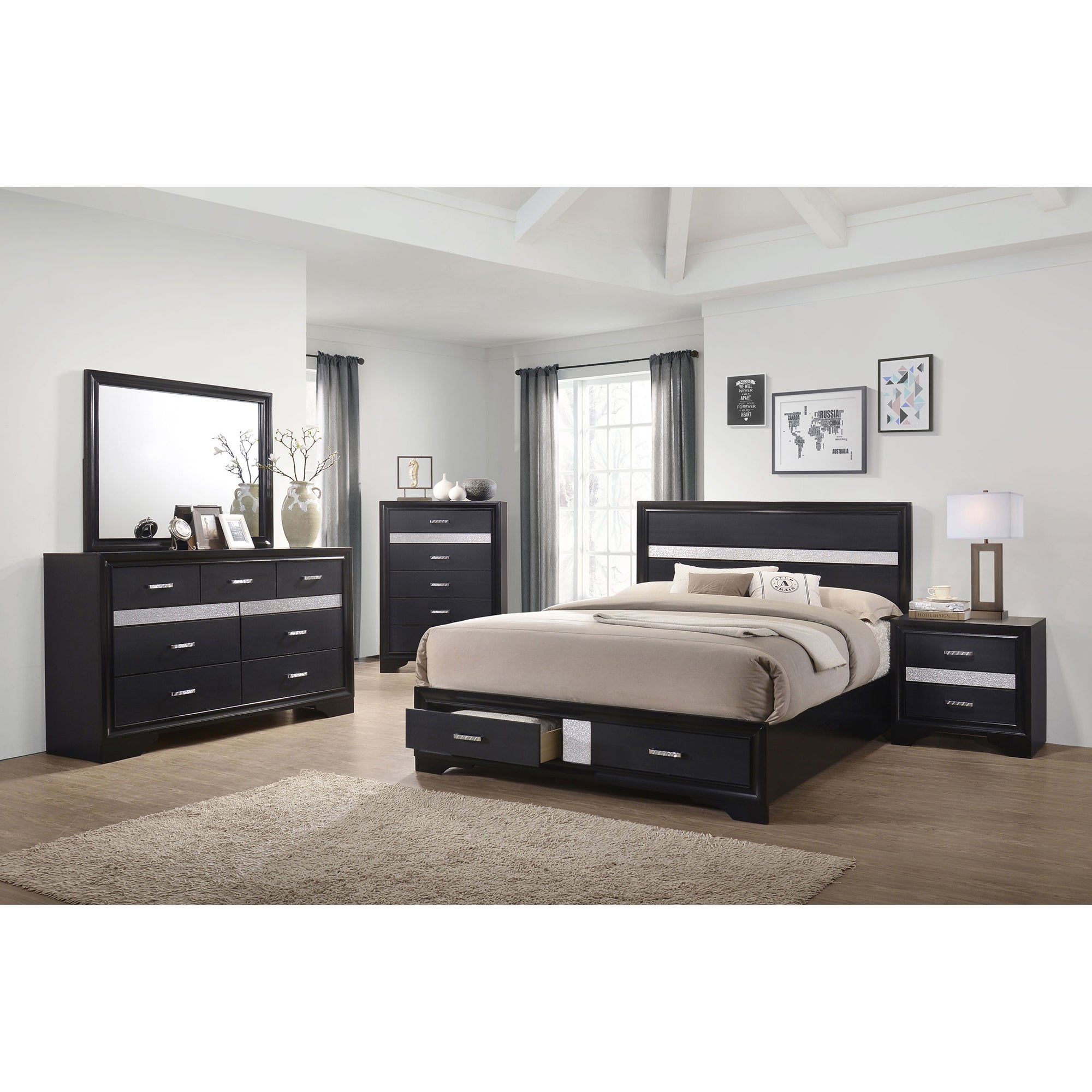 Corbin Black 5-Piece Queen Bedroom Set | Modern Furniture