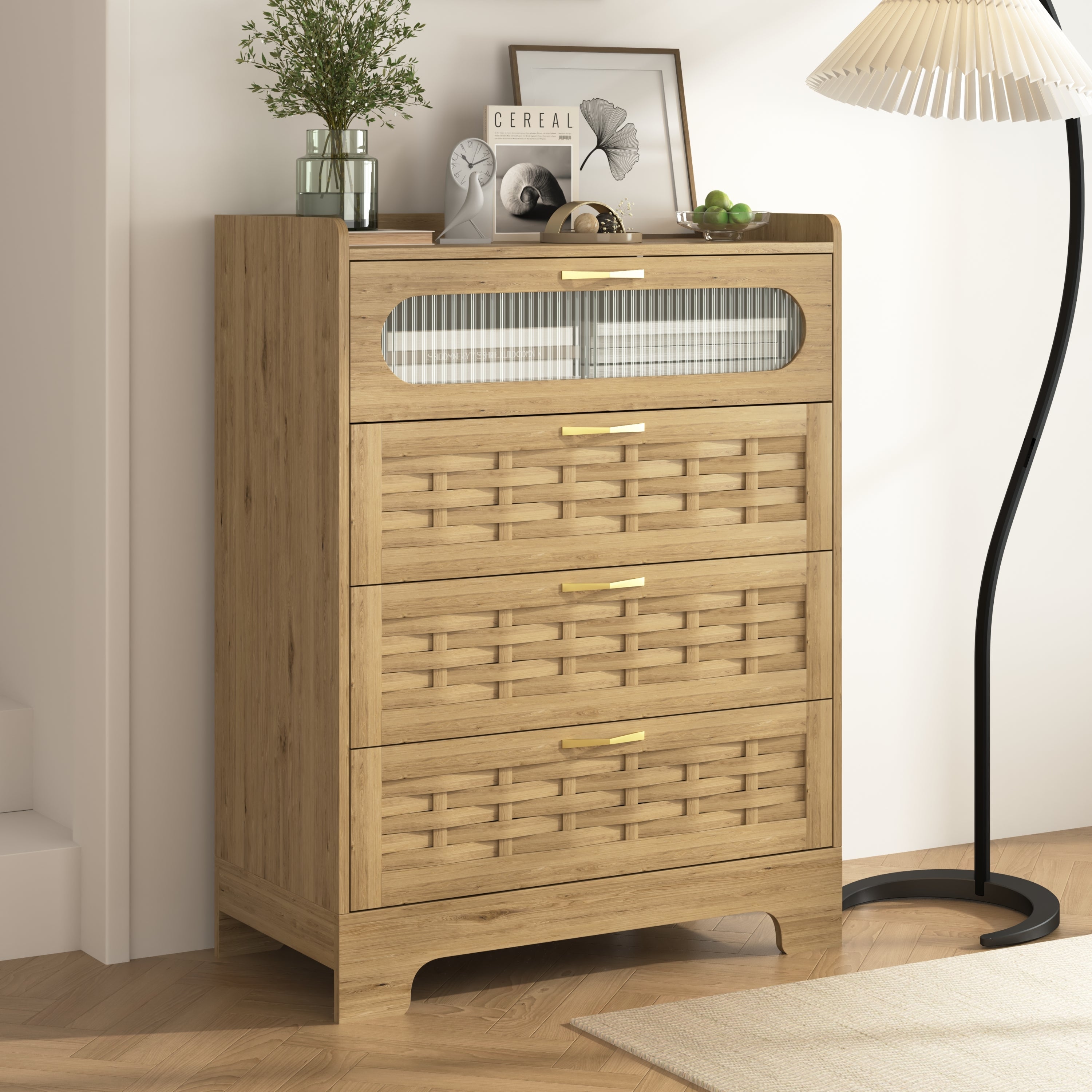 Wood 4-Drawer Dresser: Modern Storage for Bedroom & Nursery