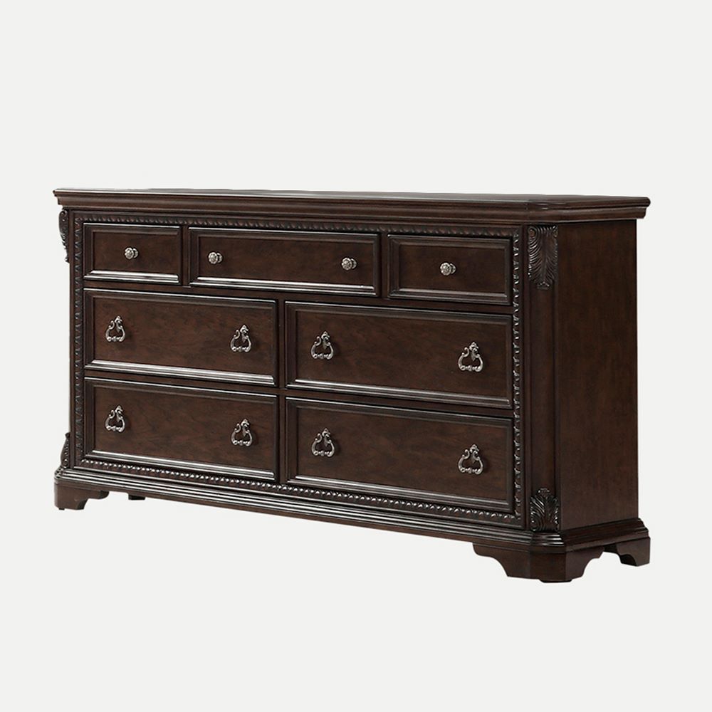 Mahogany 7-Drawer Dresser: Bedroom Storage & Style