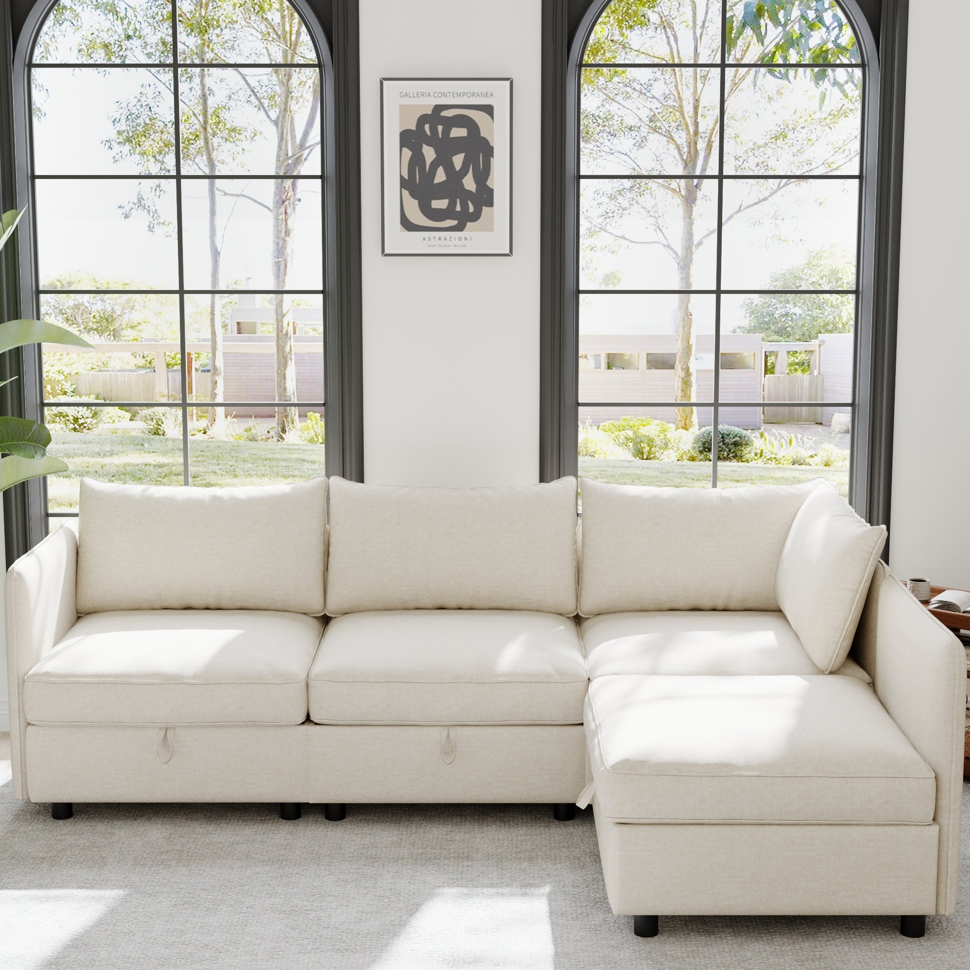 Modular Sectional Sofa Convertible Sleeper with Storage