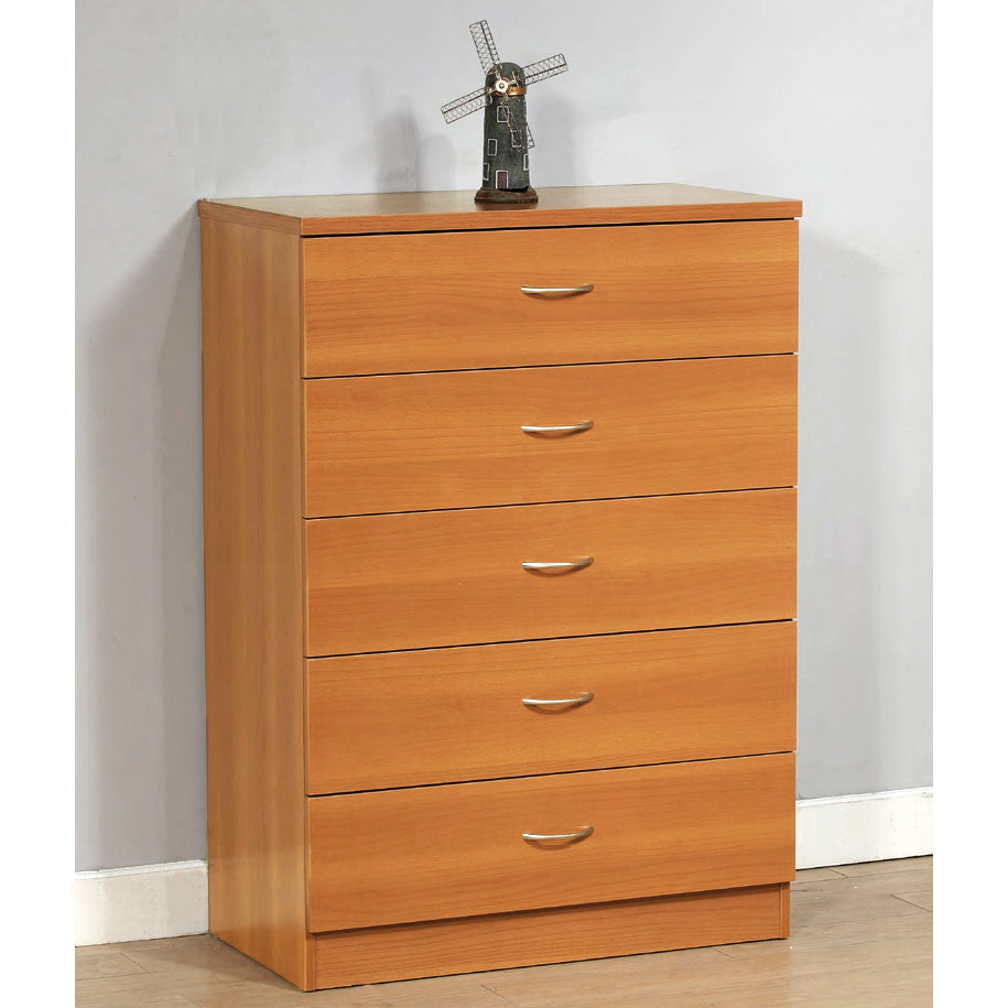 5-Drawer Cherry Chest with Metal Handles & Glides