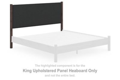 Pamytta - King Upholstered Panel Headboard - Black / Brown