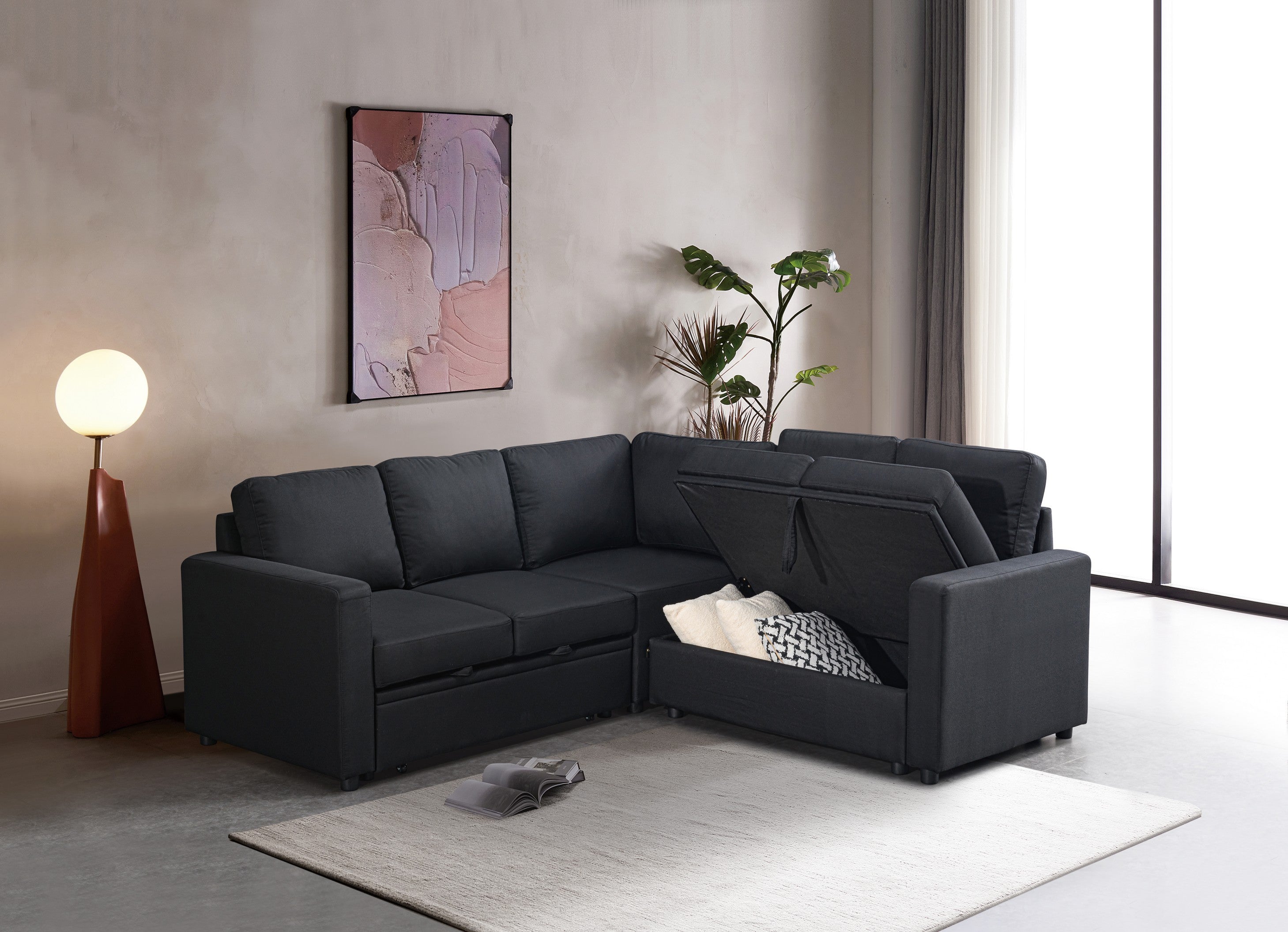 Black Sectional Sofa Bed - Modern & Versatile Living