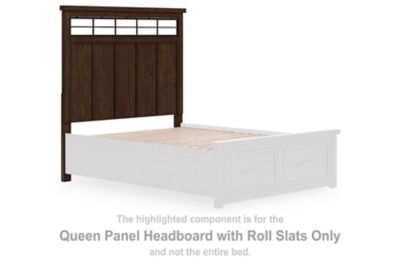 Taffenbrook - Medium Brown - Queen Panel Headboard With Roll Slats