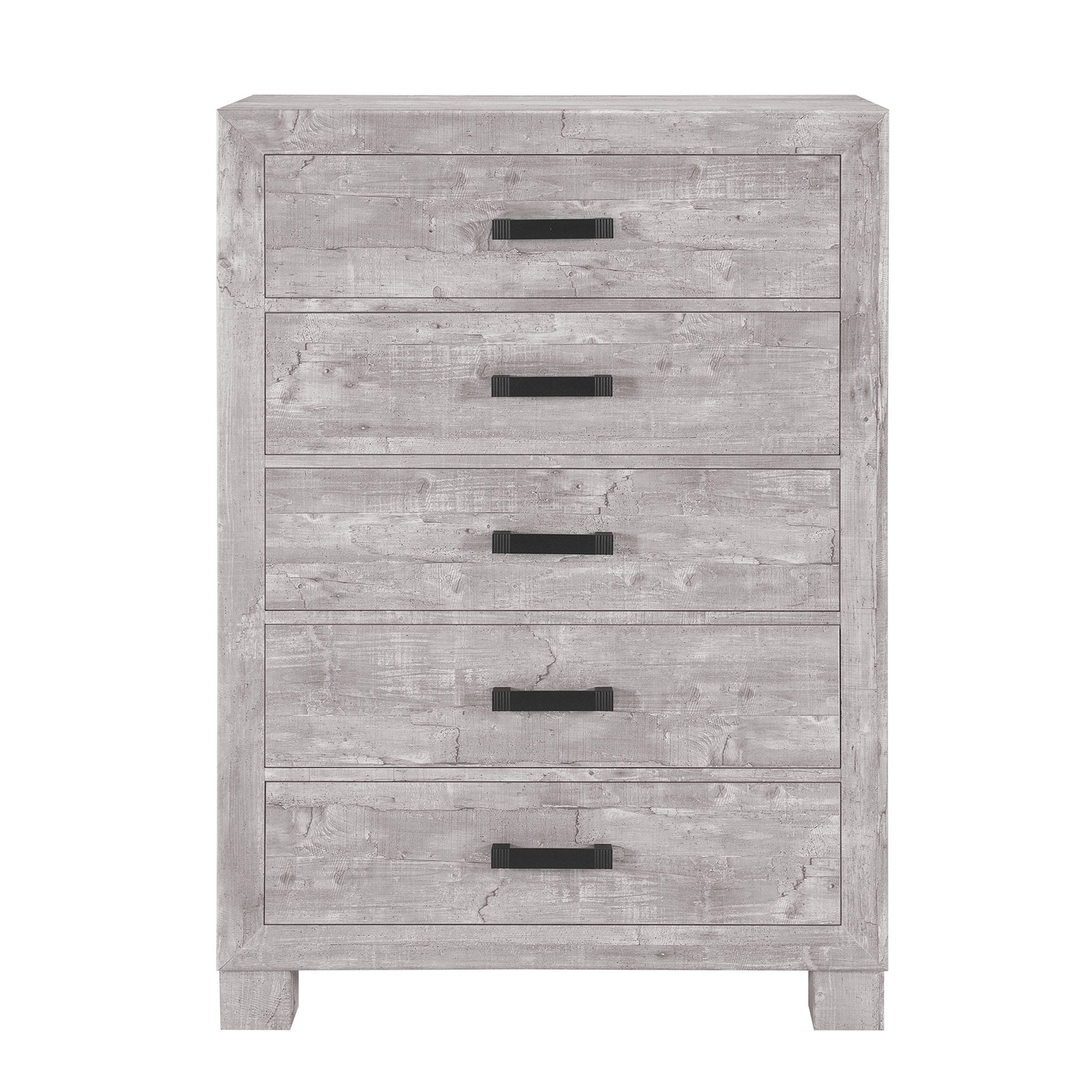 Farmhouse ROVER Grey 5-Drawer Solid Wood Chest