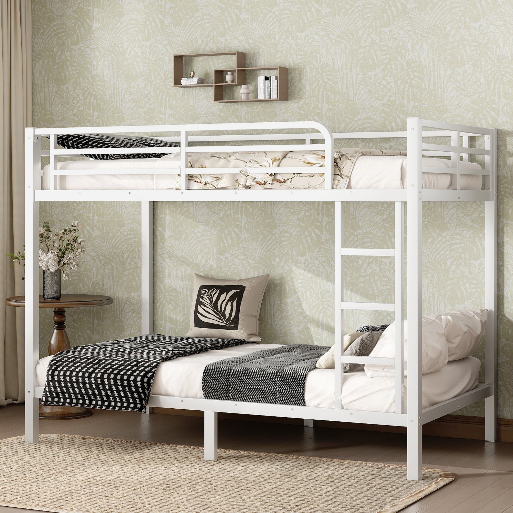 Metal Twin XL Bunk Bed for Adults/Teens - Space-Saving, White