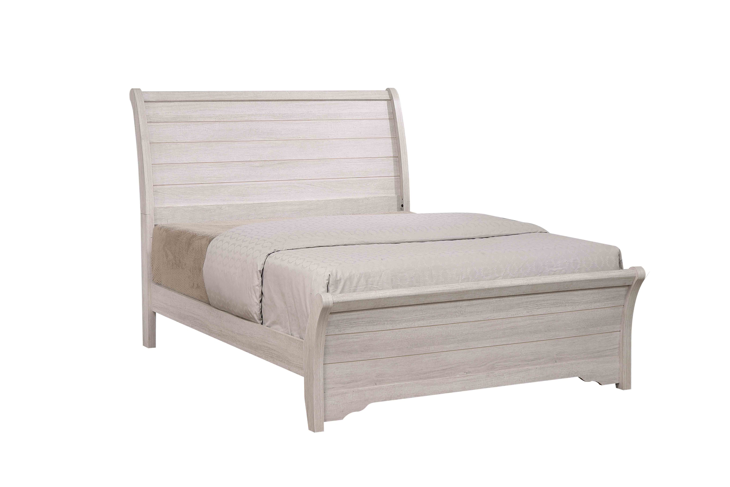 Contemporary Queen Sleigh Bed - Chalk Gray Finish
