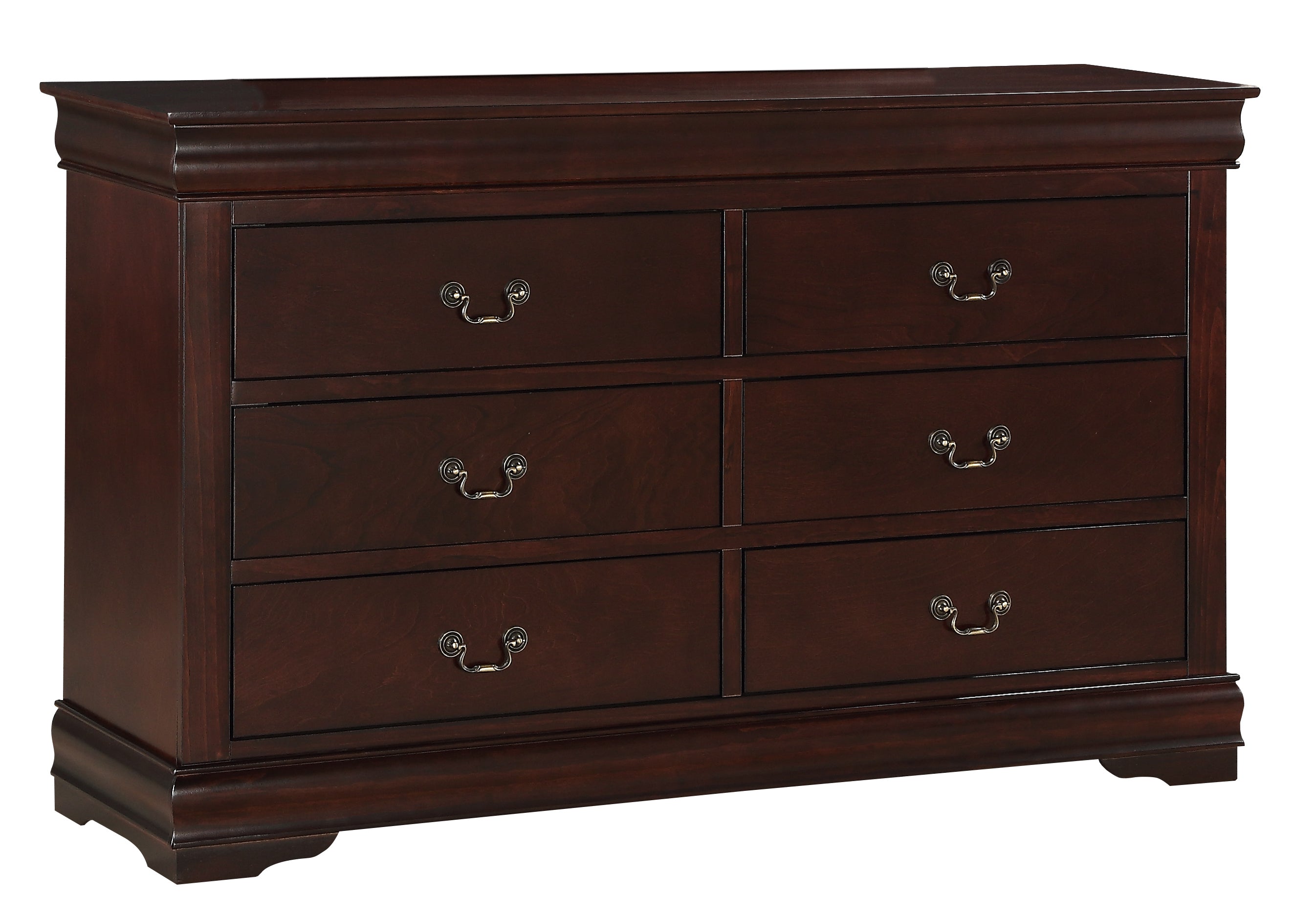 Louis Philip Cherry 6-Drawer Solid Wood Dresser