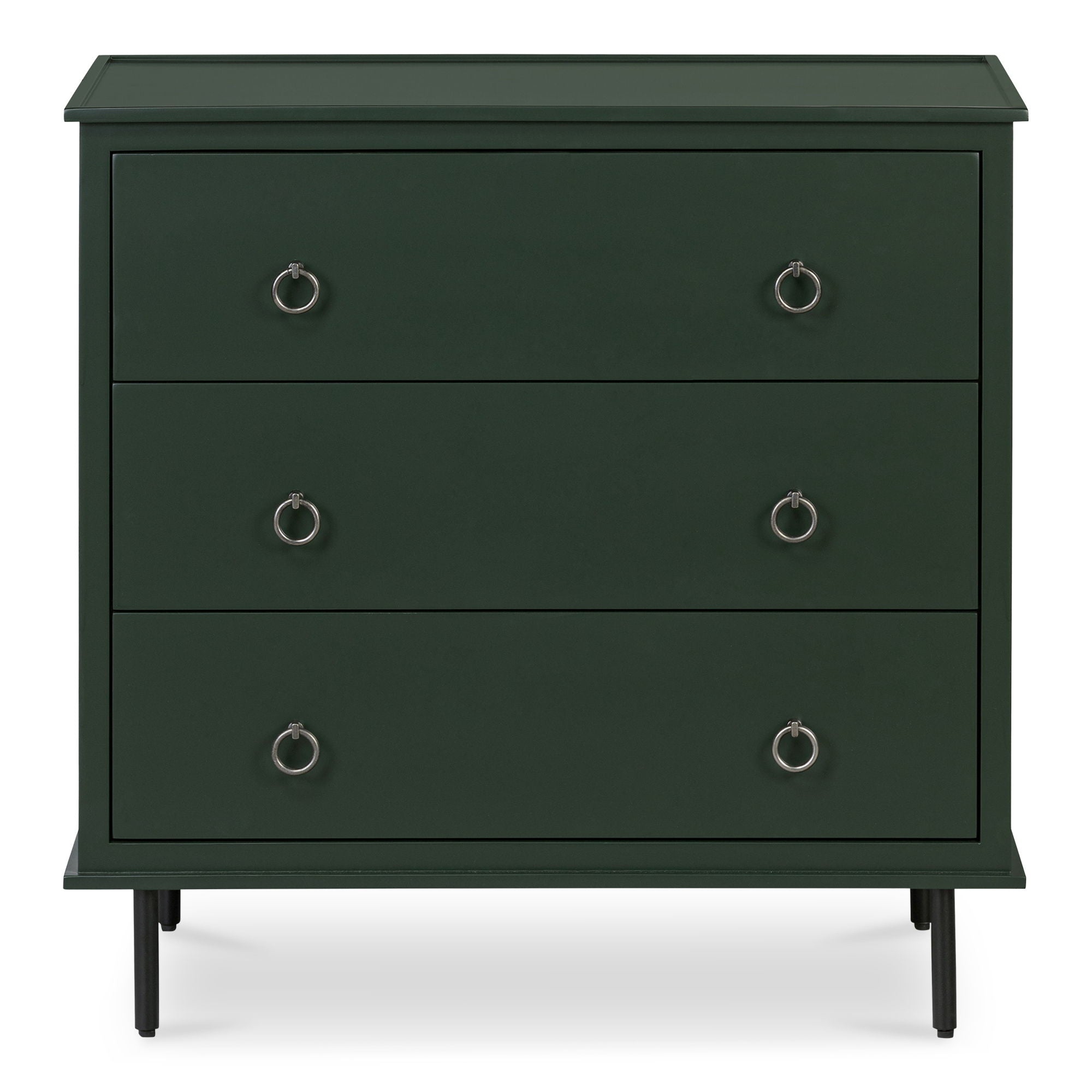 Reagan - 3 Drawer Nightstand - Deep Green