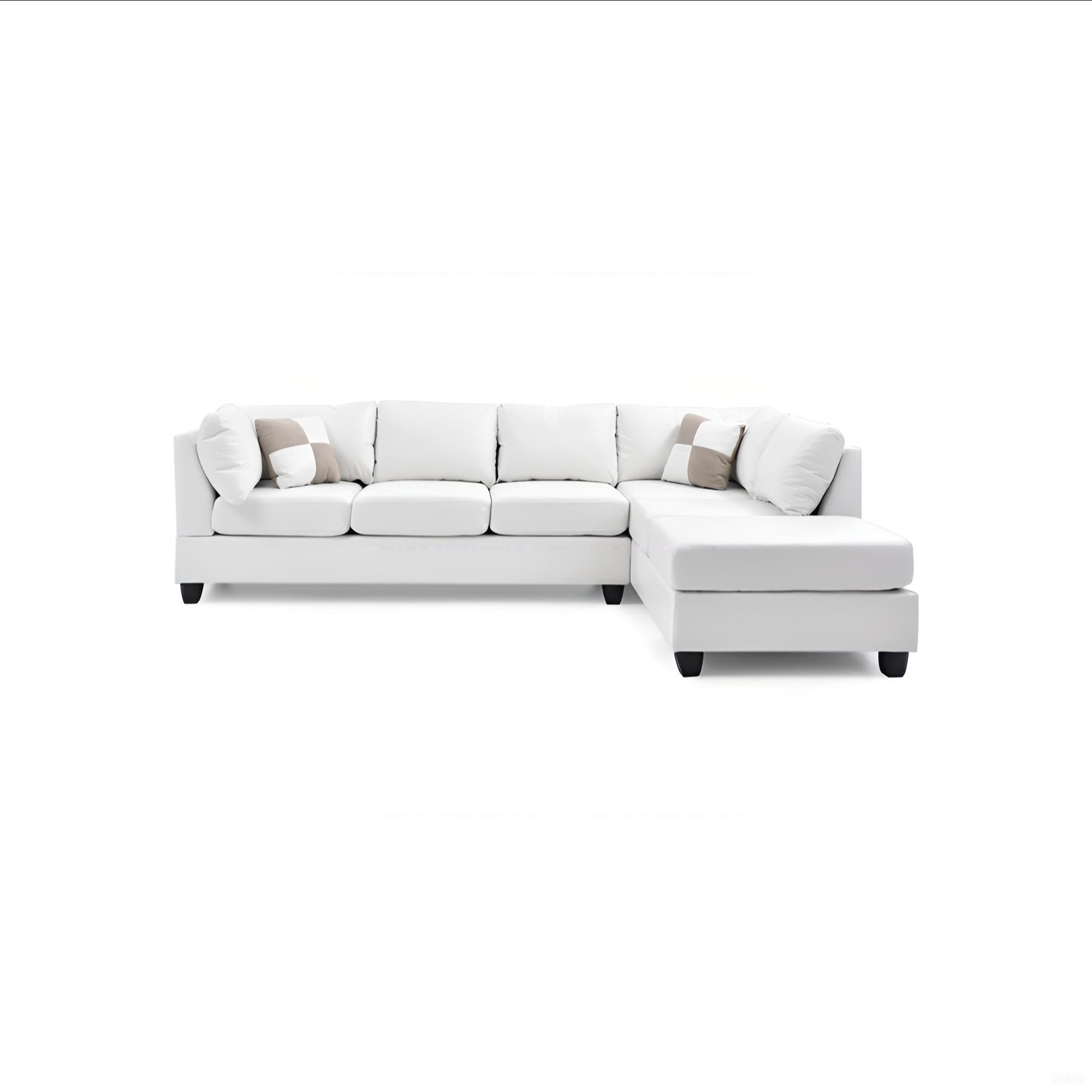 Malone G647B-SC White PU Sectional Sofa - Pocket Coil, Foam