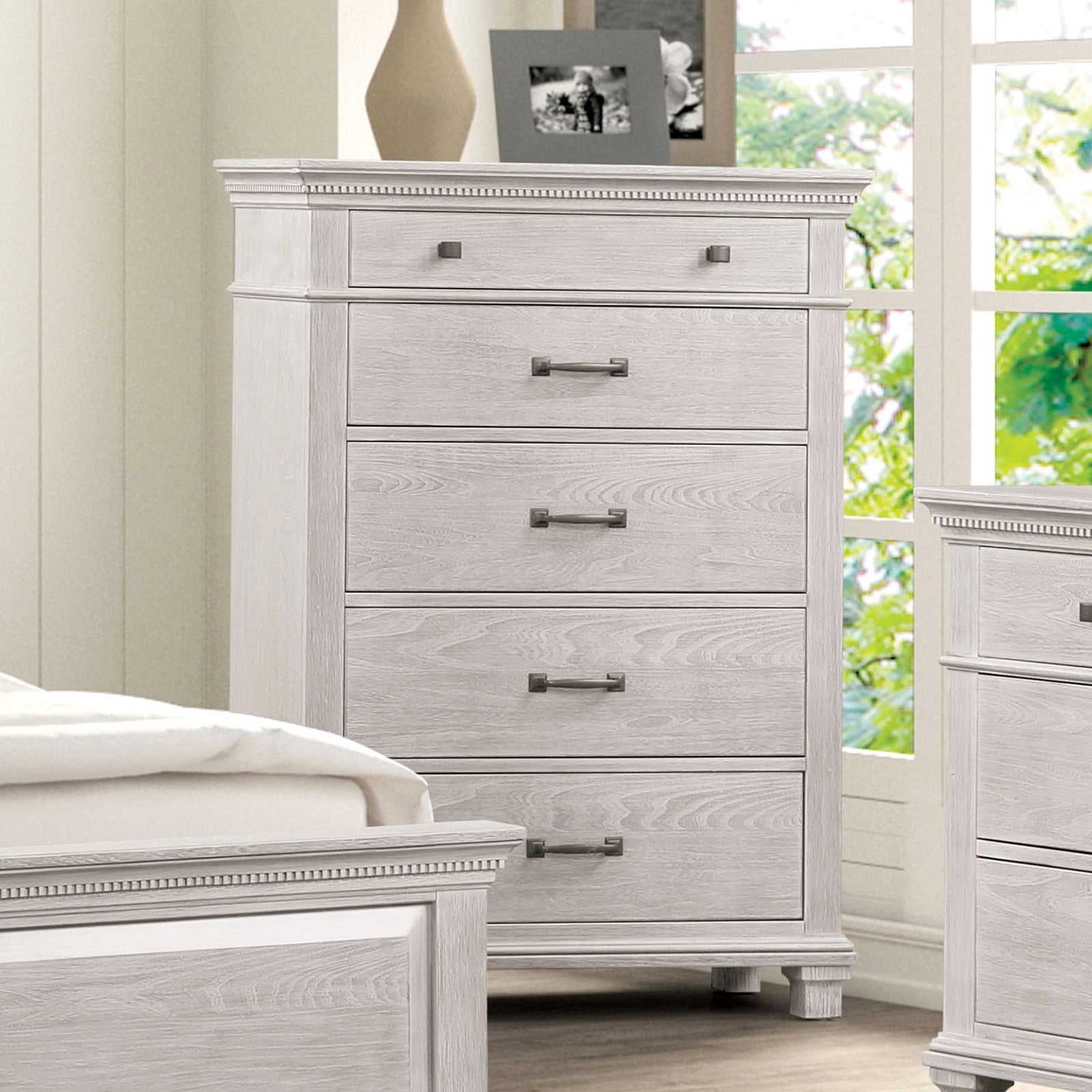 Transitional Weathered Gray Chest Dovetail Drawers Glides