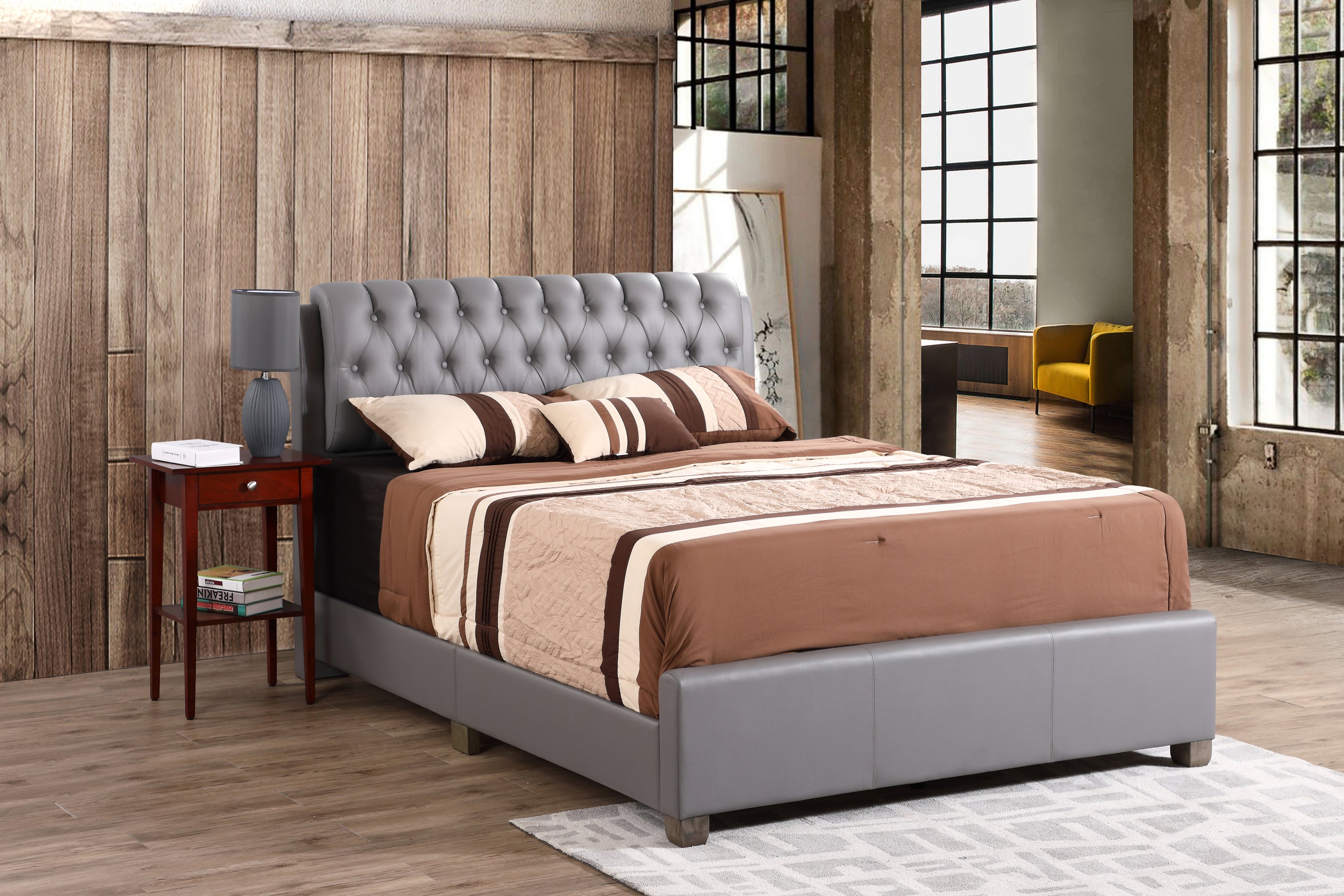 Stylish Light Grey Full Bed - Modern Bedroom Furniture