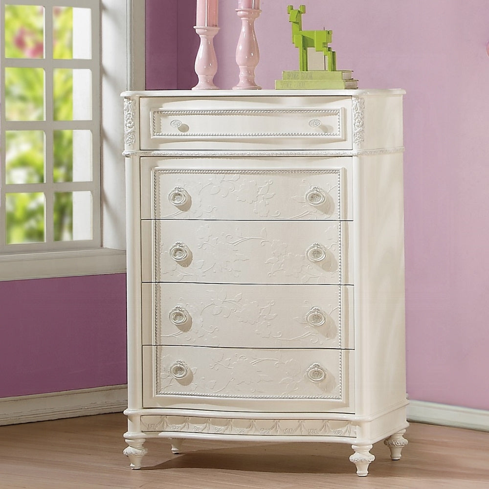 Ivory 5-Drawer Chest | Bedroom Dresser Storage