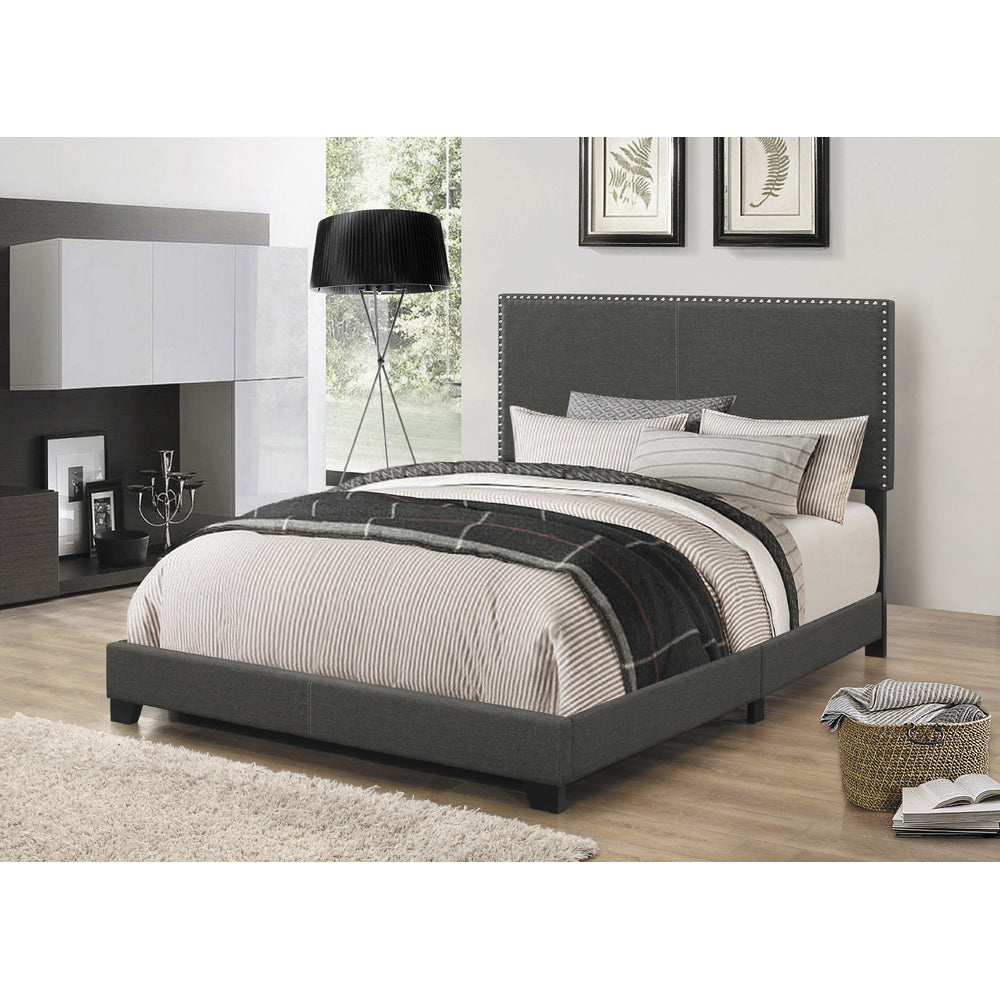 Guyancourt Charcoal Upholstered Eastern King Panel Bed