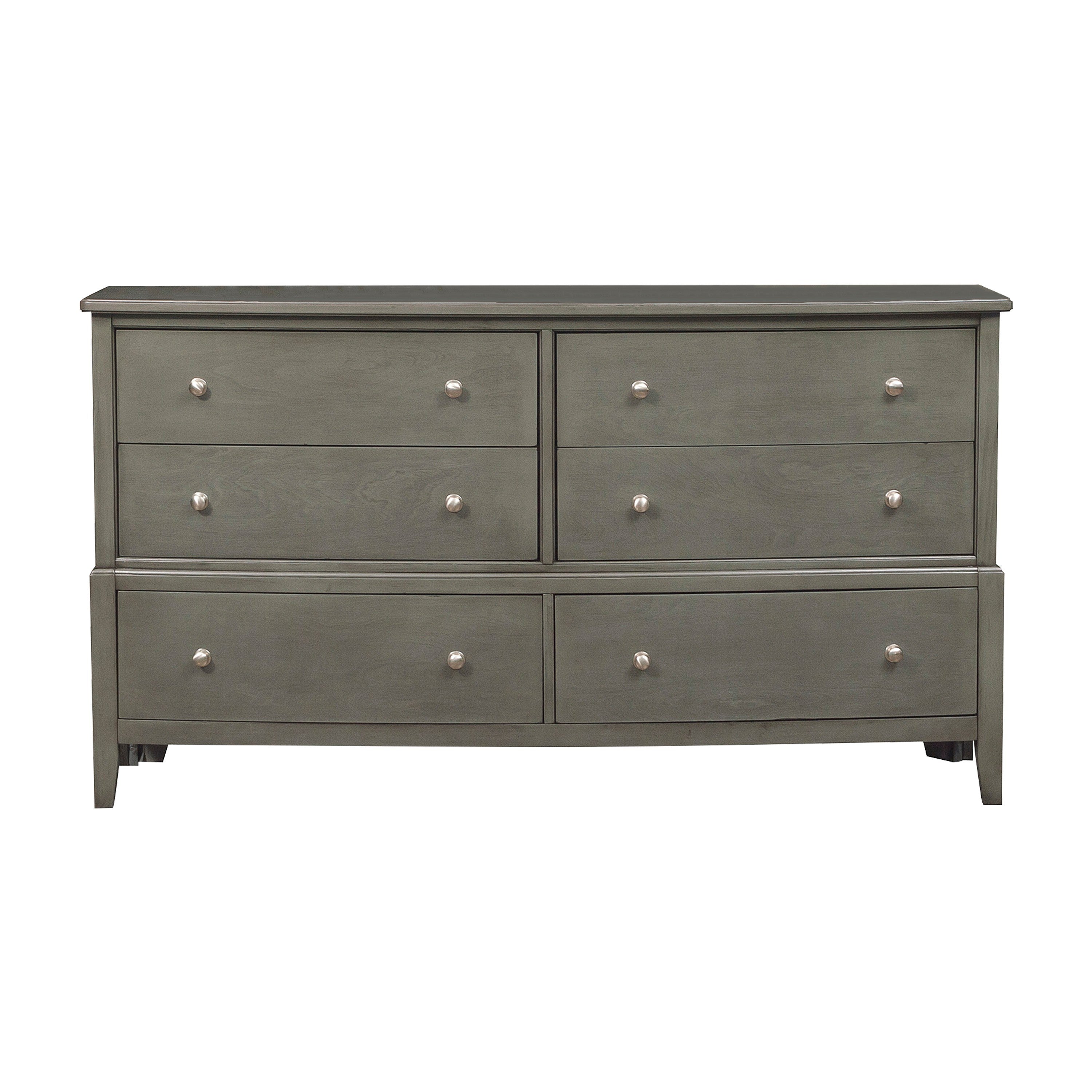 Transitional Gray Wood Dresser - Storage Drawers, Smooth Glides