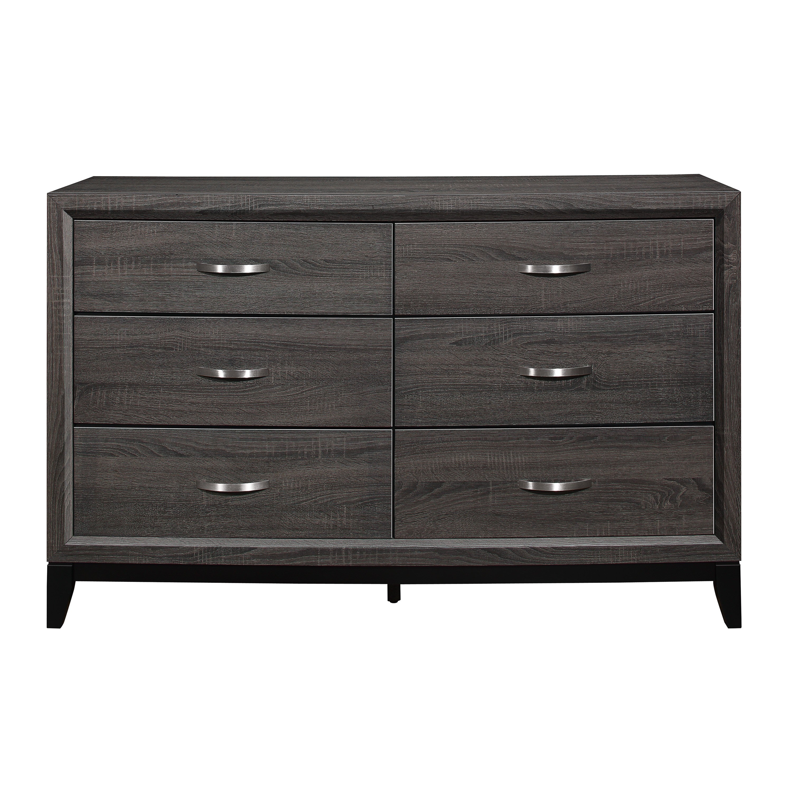 Modern Gray Wood 6-Drawer Bedroom Dresser