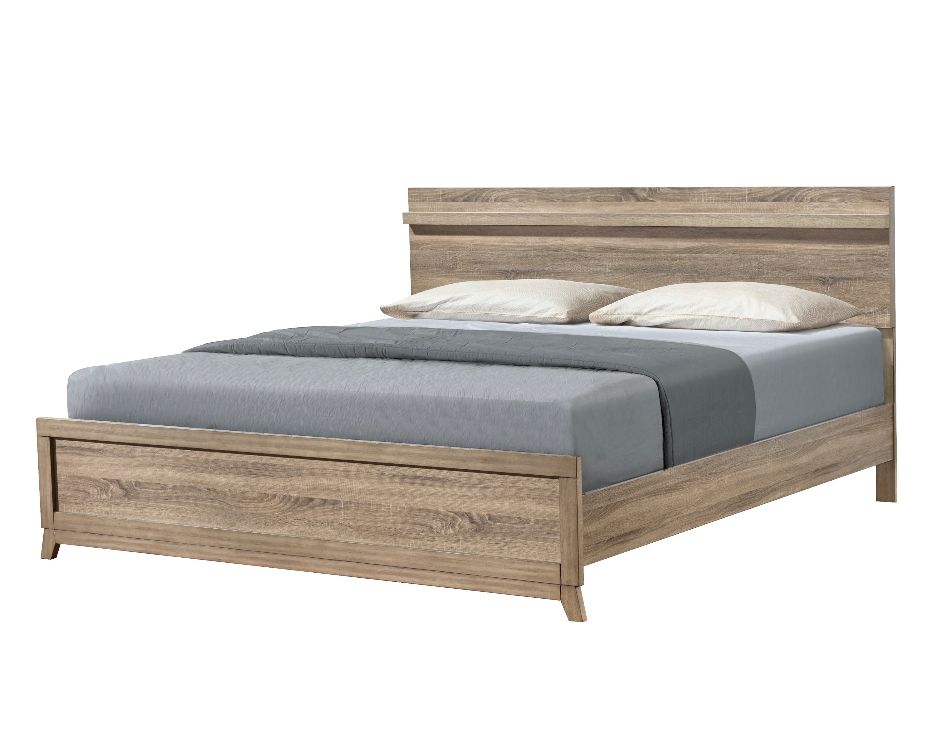 Queen Size Natural Wood Bed Frame - Modern Rustic Bedroom Furniture