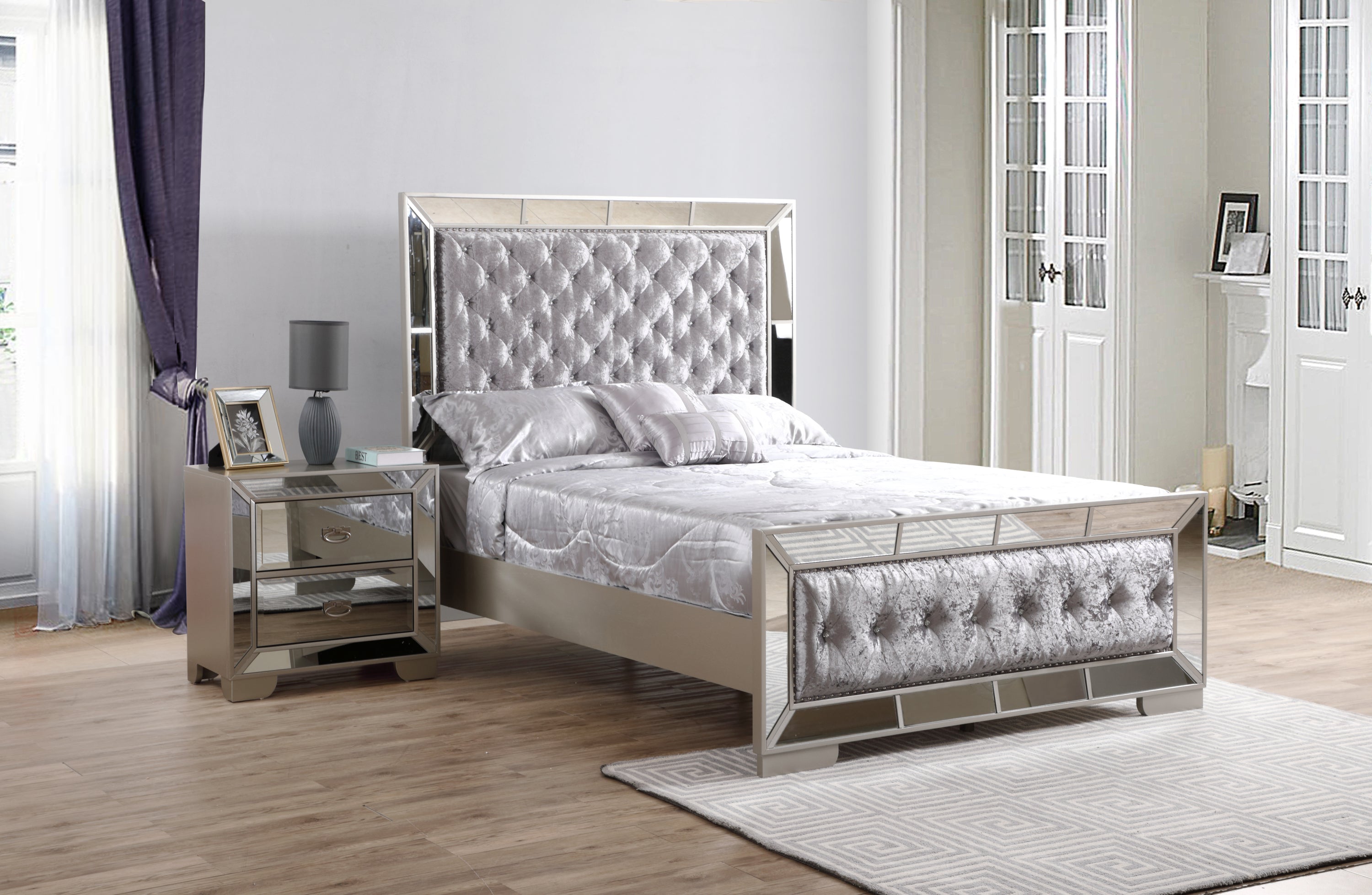 Stylish Silver Champagne Full Bed Frame
