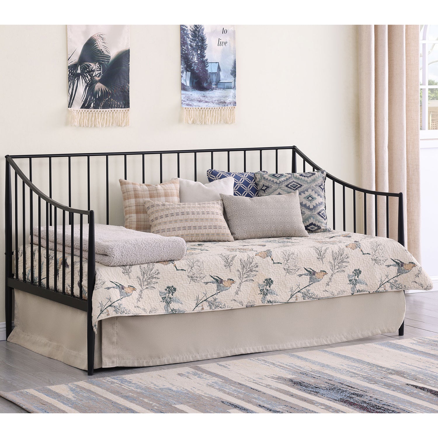 Jeremy Matte Black Metal Twin Daybed Frame - Modern & Durable