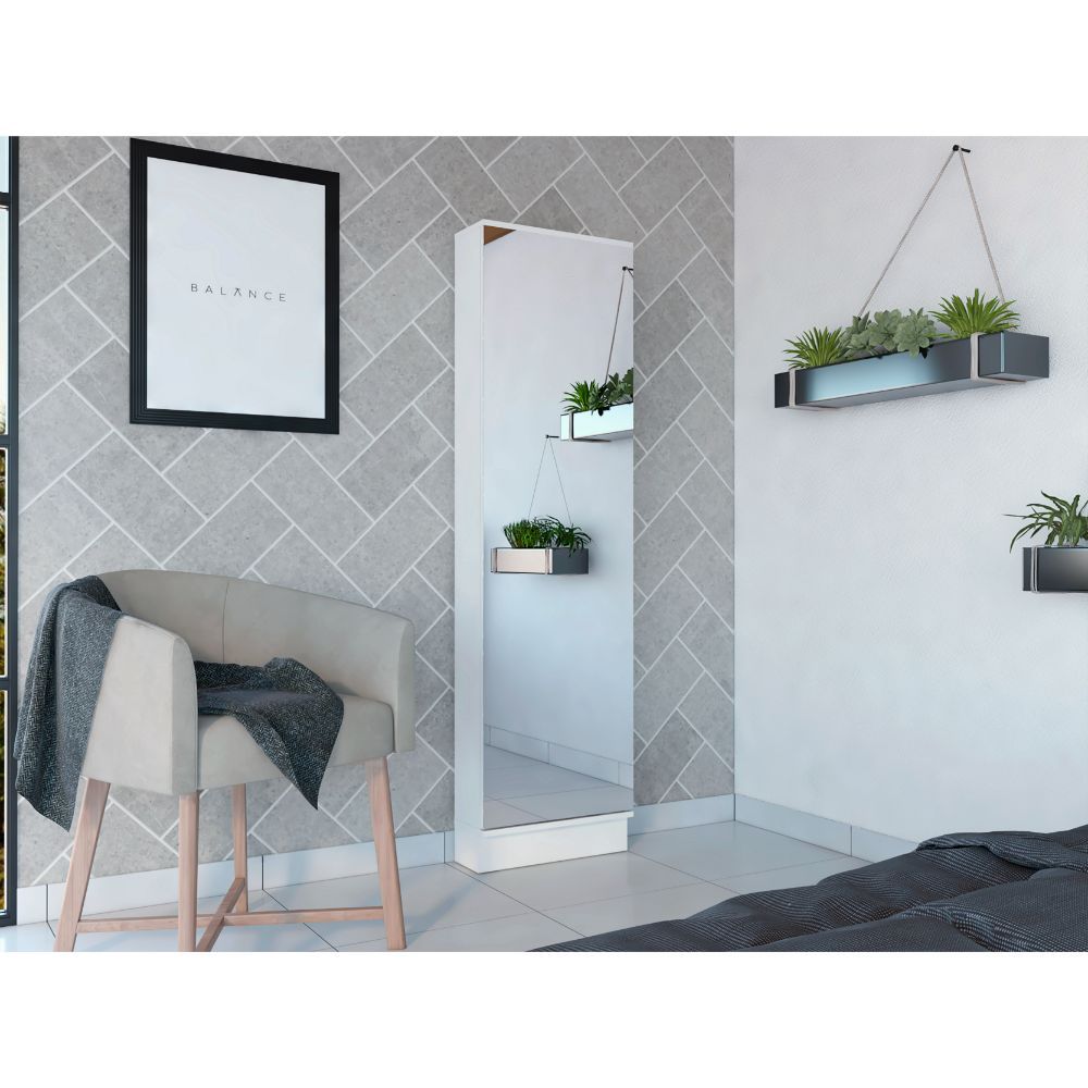 Ruan XL Shoe Rack Cabinet with Mirror, 5 Shelves, Single Door Storage