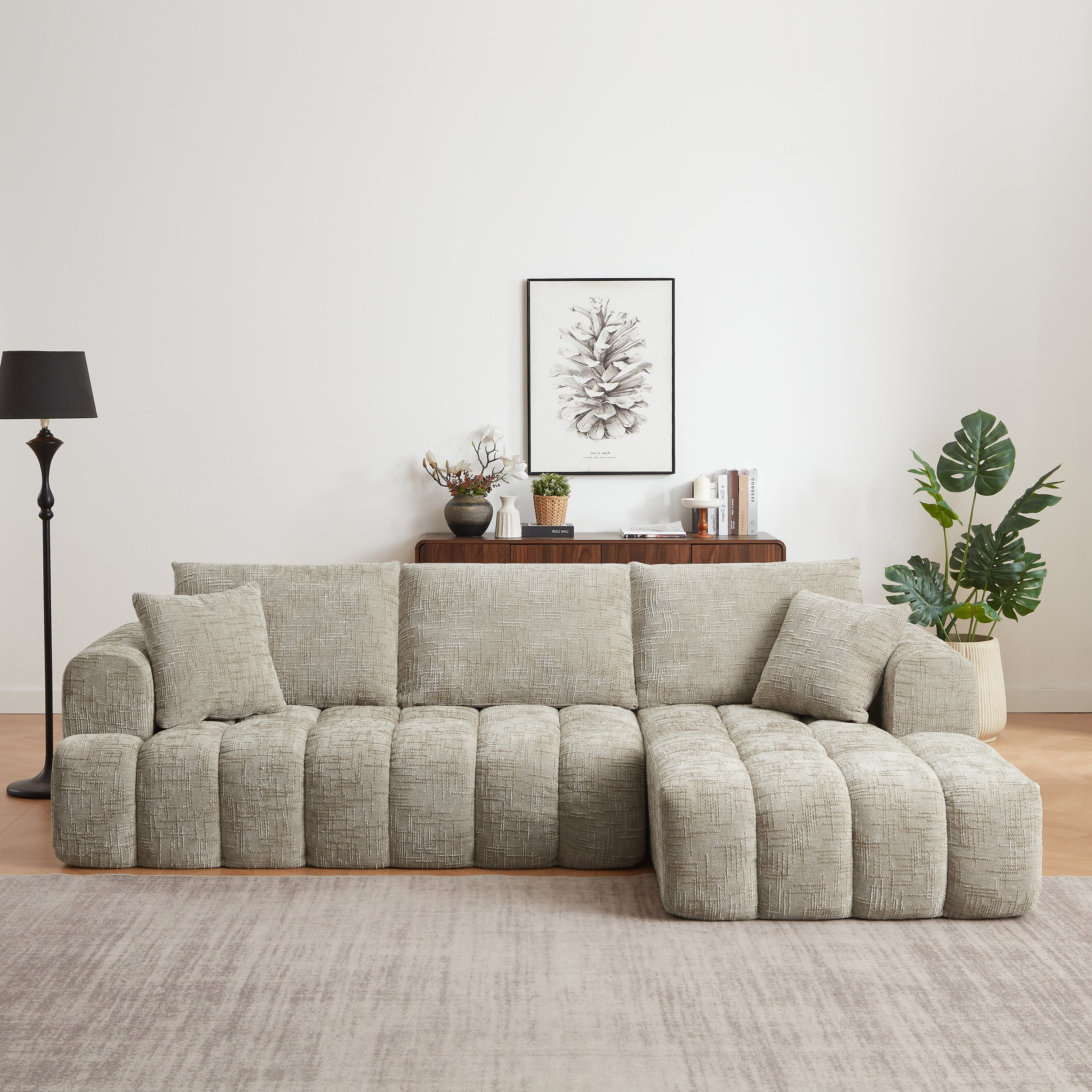 Luxury Chenille L-Shape Sectional Sleeper Sofa