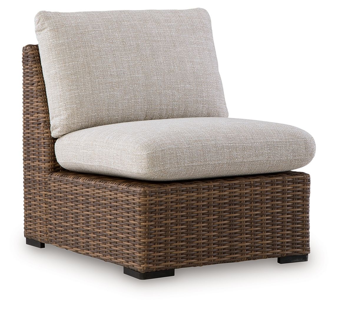 Dolan Creek - Armless Chair With Cushion - Beige / Brown