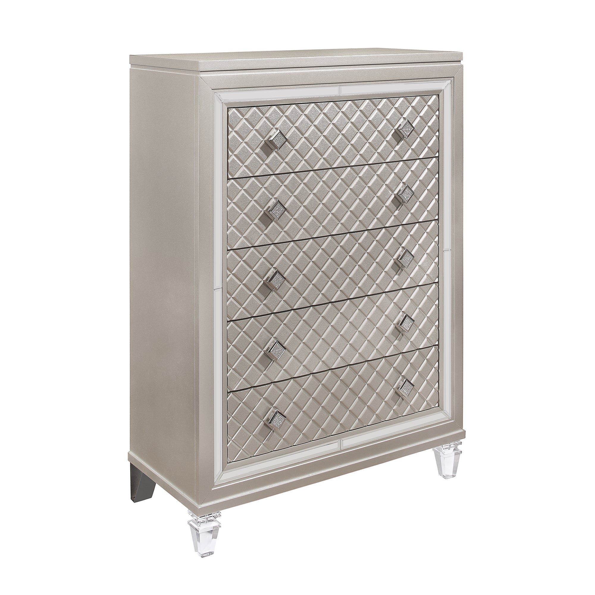CROSS GLAM Champagne Chest | Mirror Accents | Solid Wood & MDF