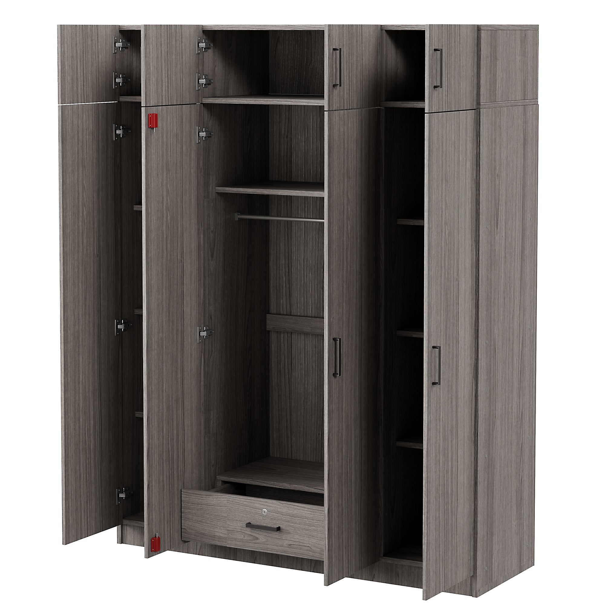 Contemporary Gray 4-Door Wardrobe Storage Cabinet