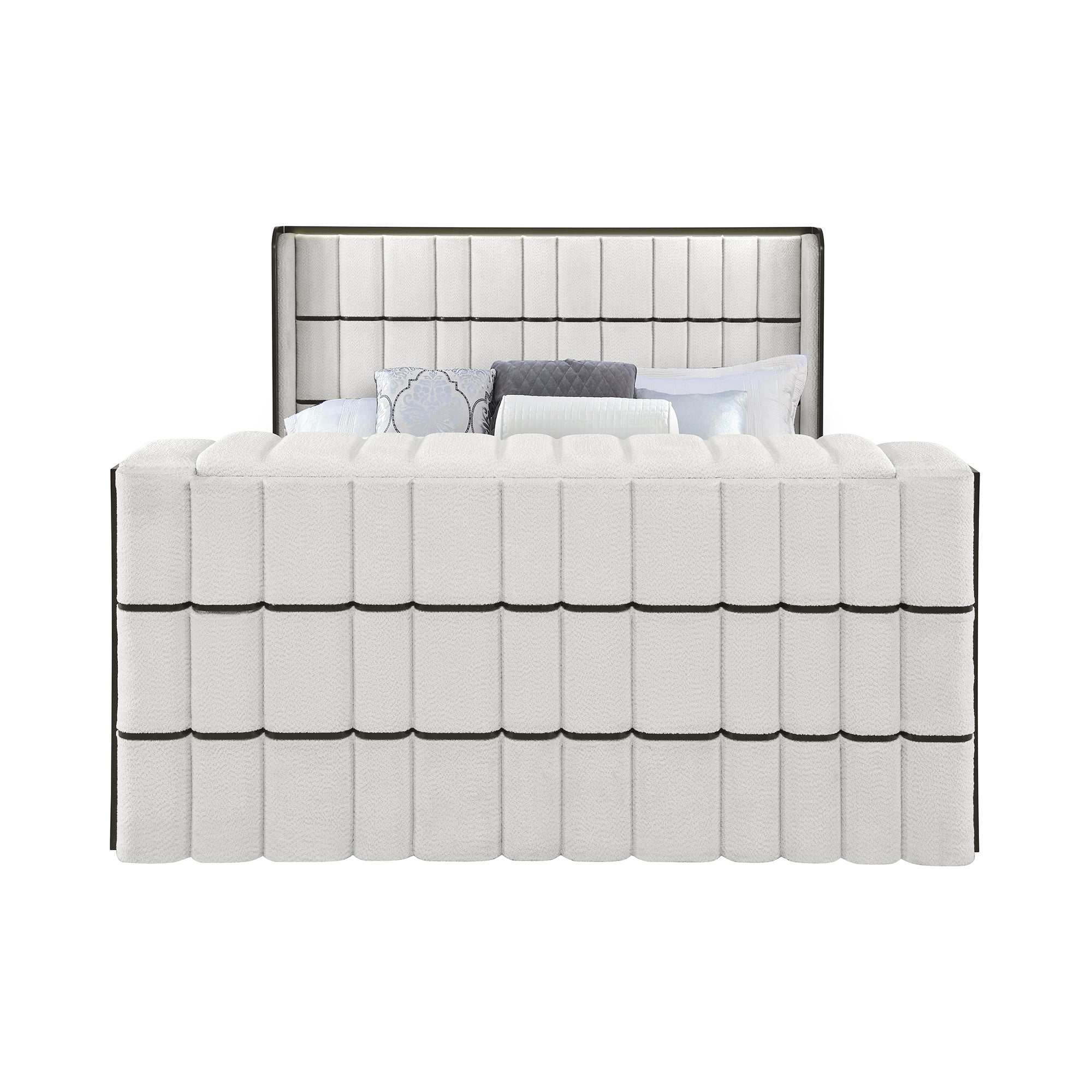 Isaiah King Bed: TV Lift, LED, Speakers, Fireplace, Modern Design