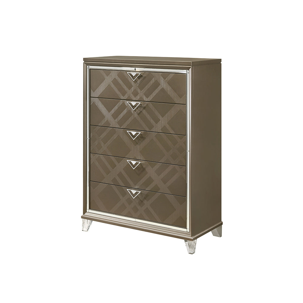 Skylar Dark Champagne Finish Chest of Drawers